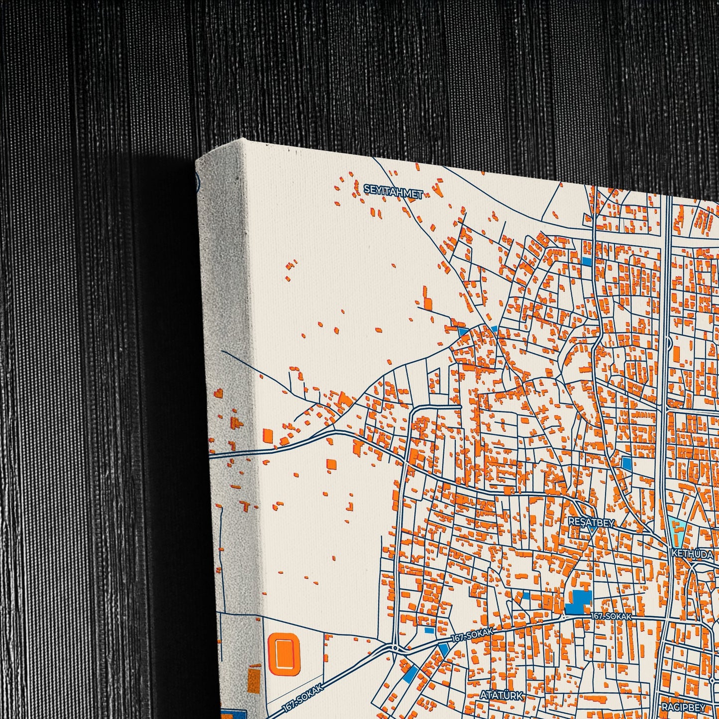 Akhi̇sar Turkey Colorful City Map Canvas Print Detail