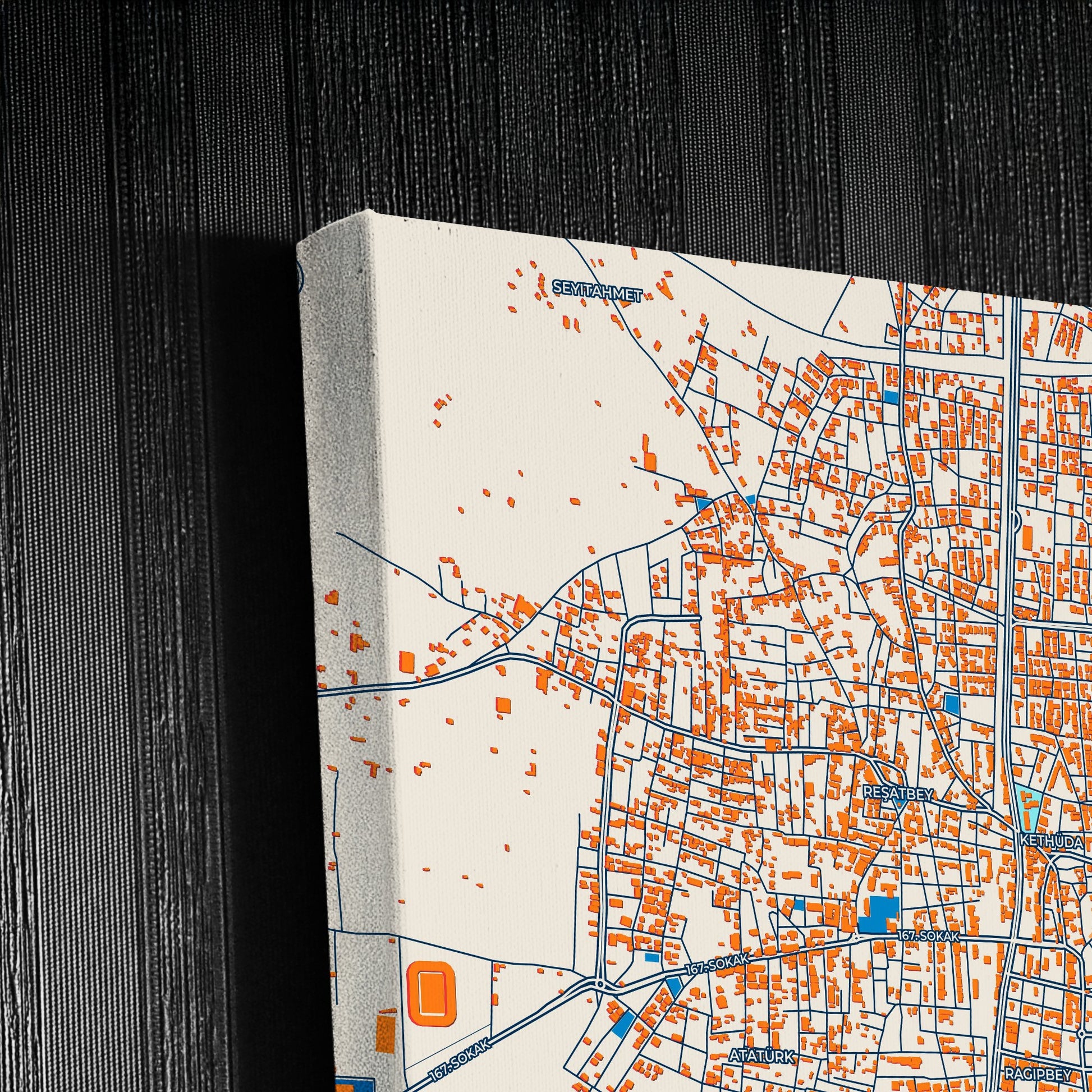 Akhi̇sar Turkey Colorful City Map Canvas Print Detail