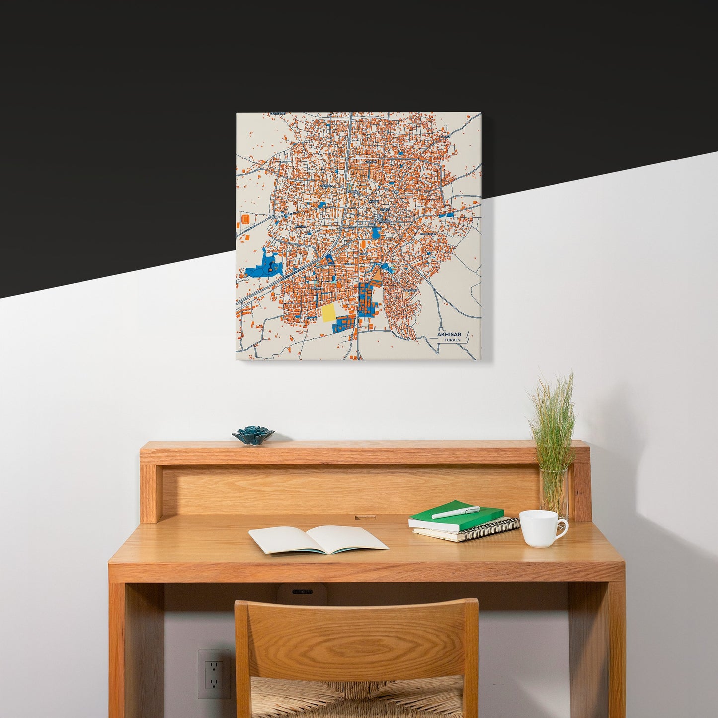 Akhi̇sar Turkey Colorful City Map Canvas Print Scene
