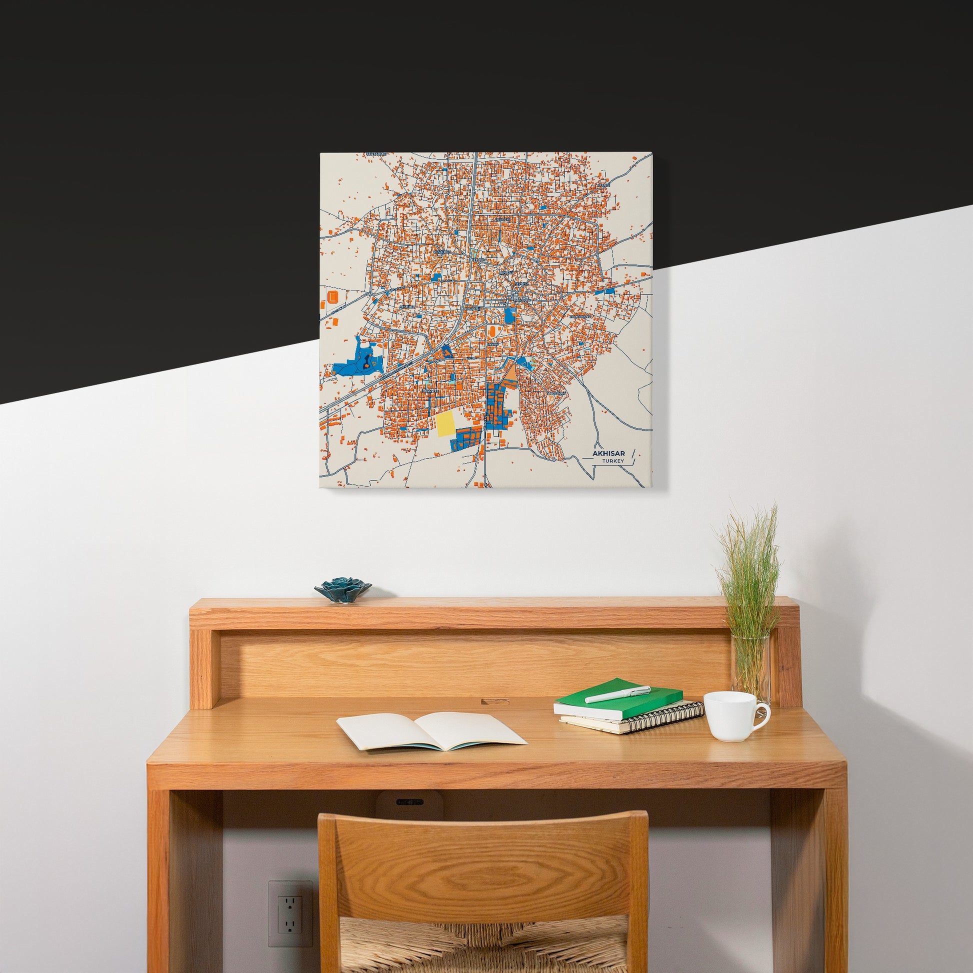 Akhi̇sar Turkey Colorful City Map Canvas Print Scene