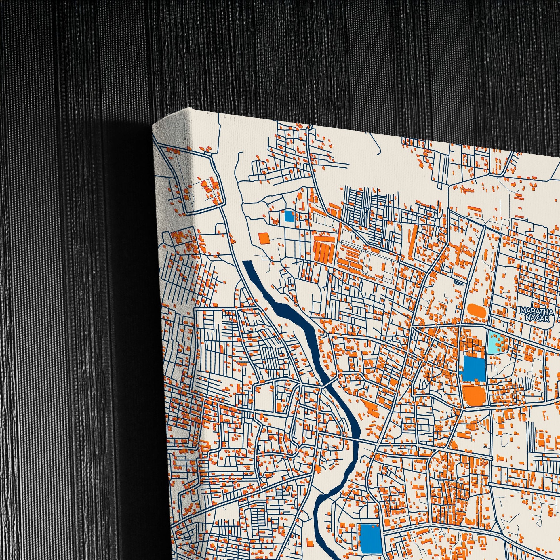 Akola India Colorful City Map Canvas Print Detail