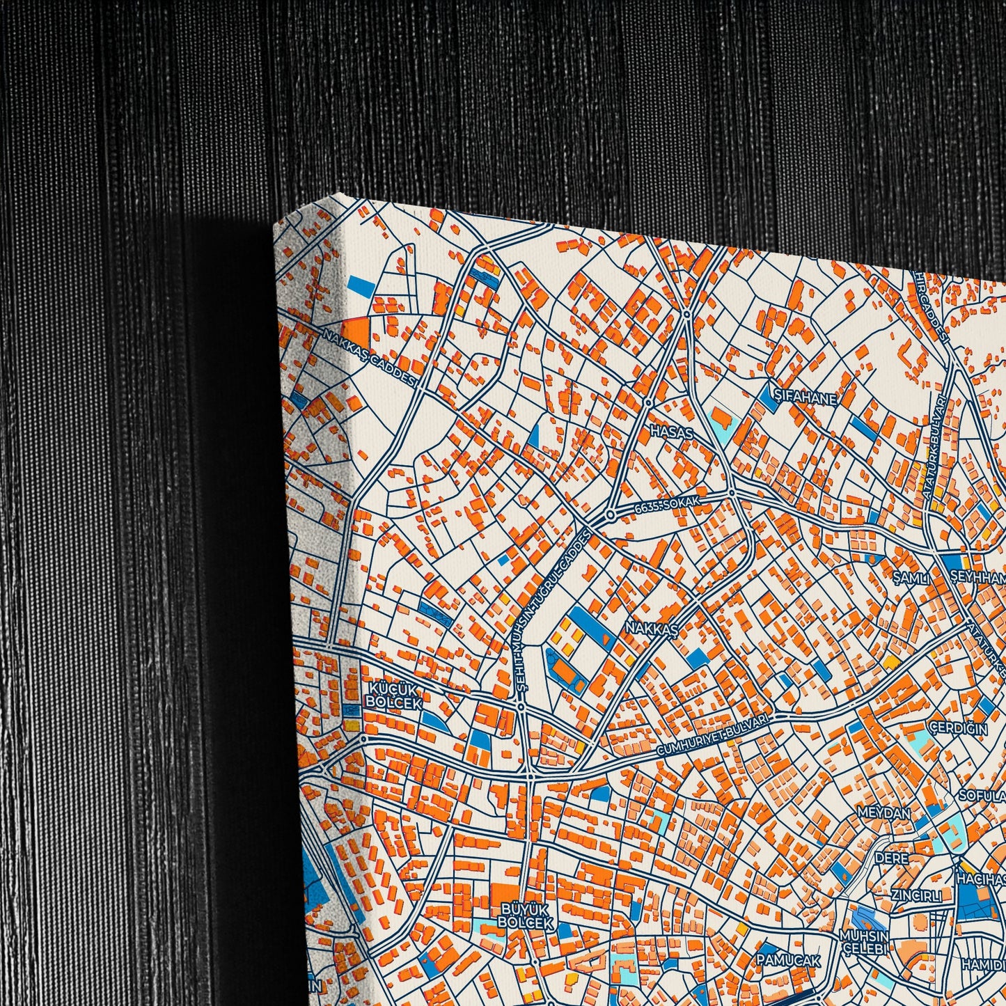 Aksaray Turkey Colorful City Map Canvas Print Detail
