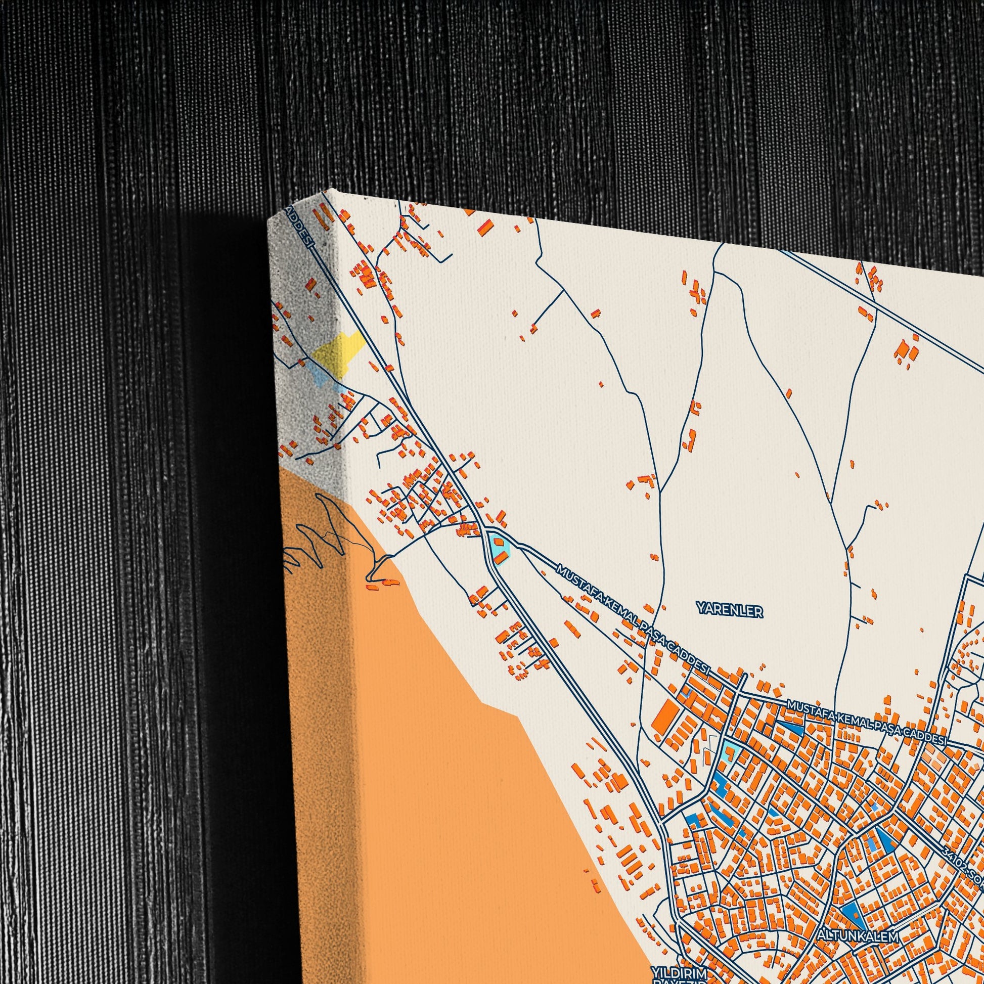 Akşehir Turkey Colorful City Map Canvas Print Detail