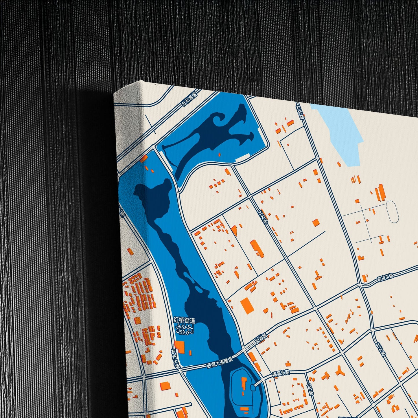 Aksu China Colorful City Map Canvas Print Detail