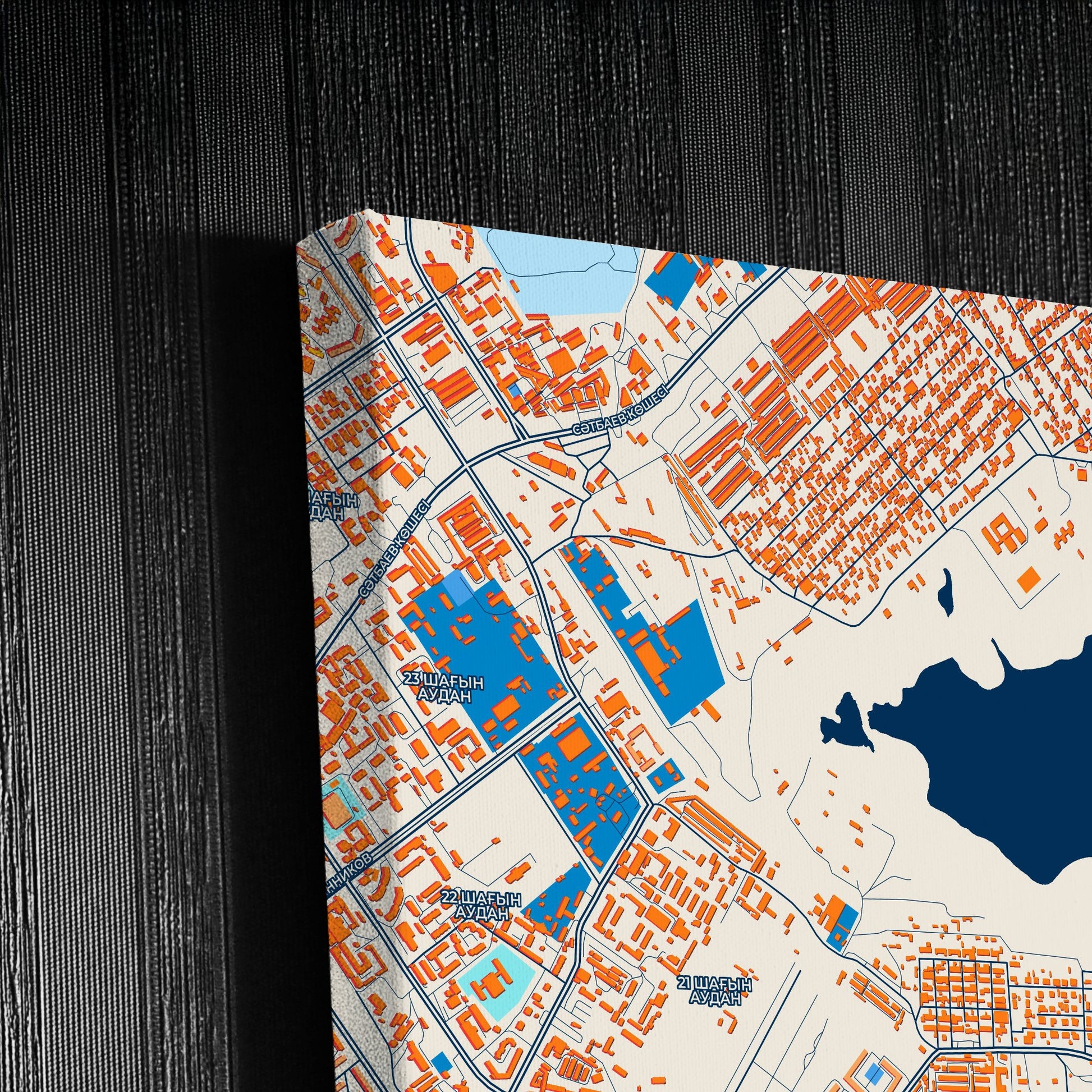 Aktau Kazakhstan Colorful City Map Canvas Print Detail