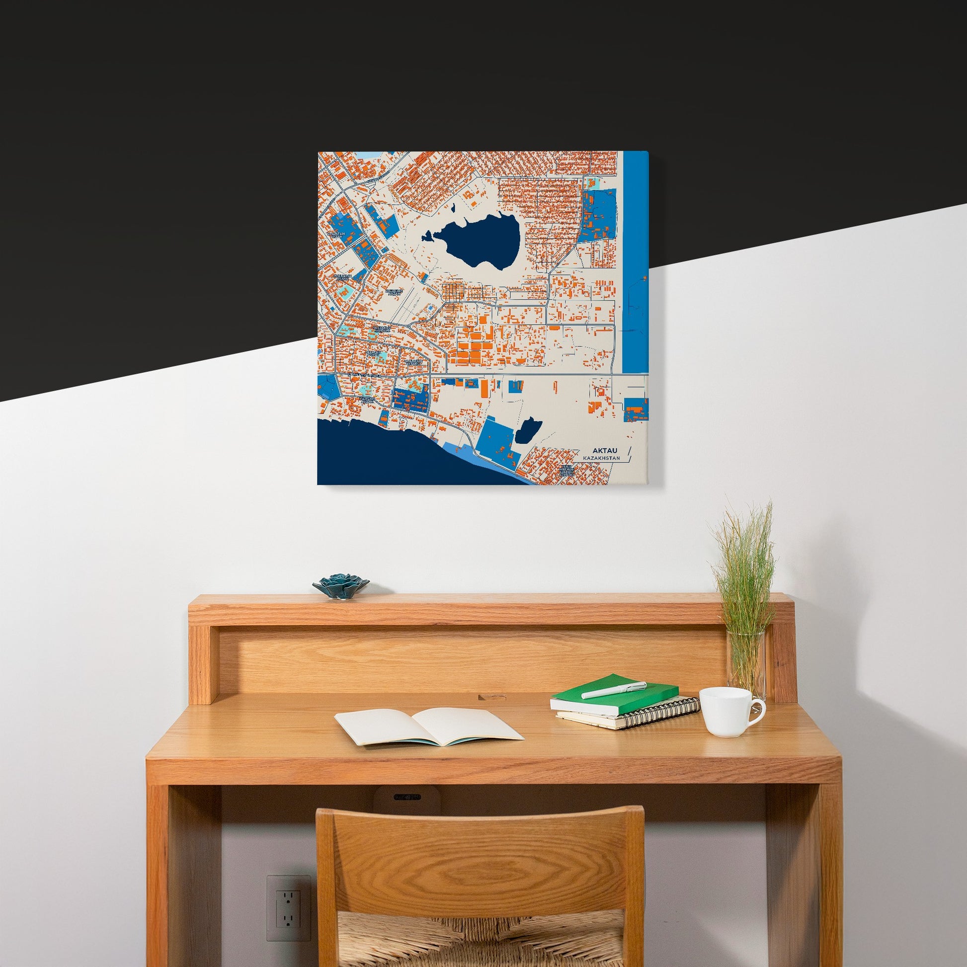Aktau Kazakhstan Colorful City Map Canvas Print Scene