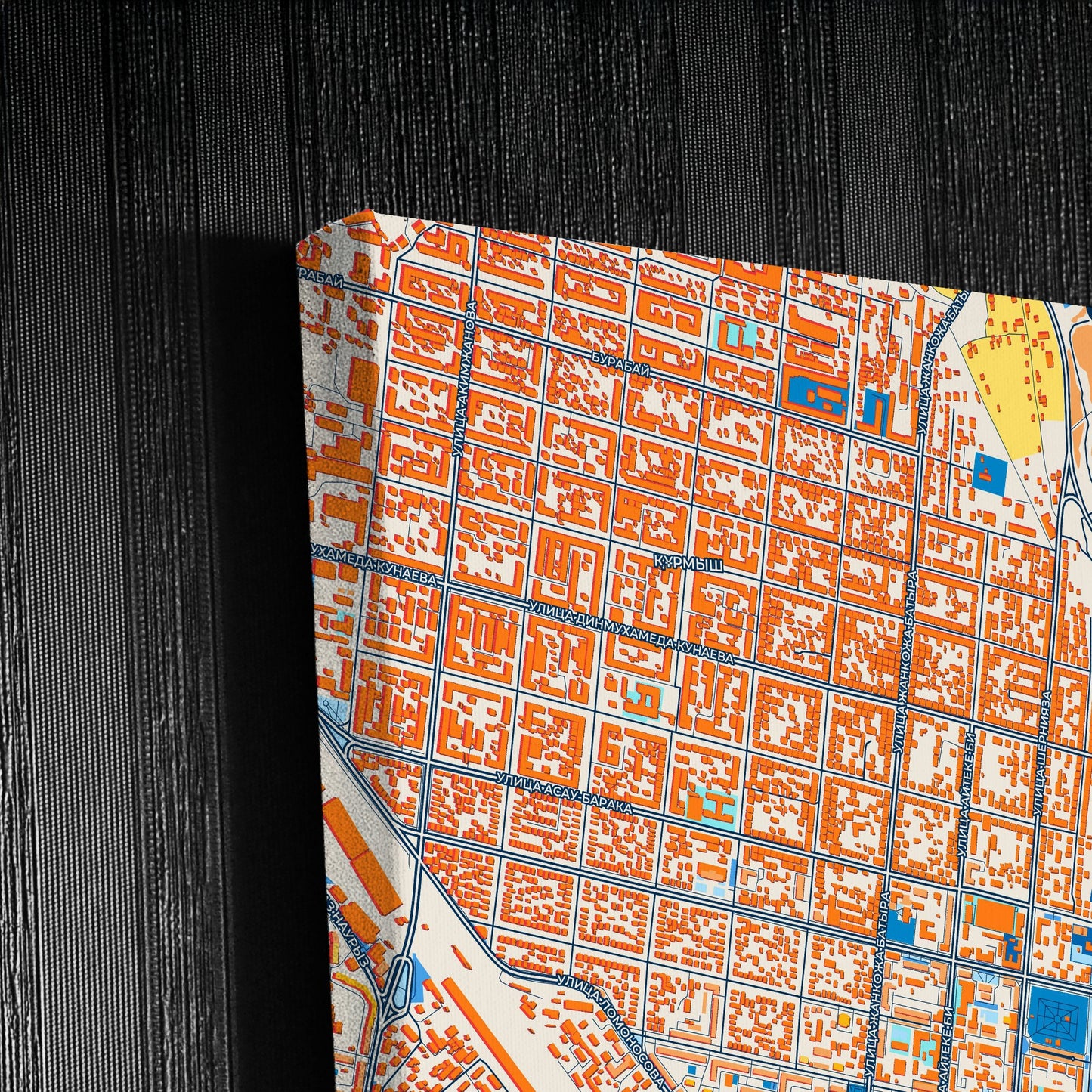 Aktobe Kazakhstan Colorful City Map Canvas Print Detail