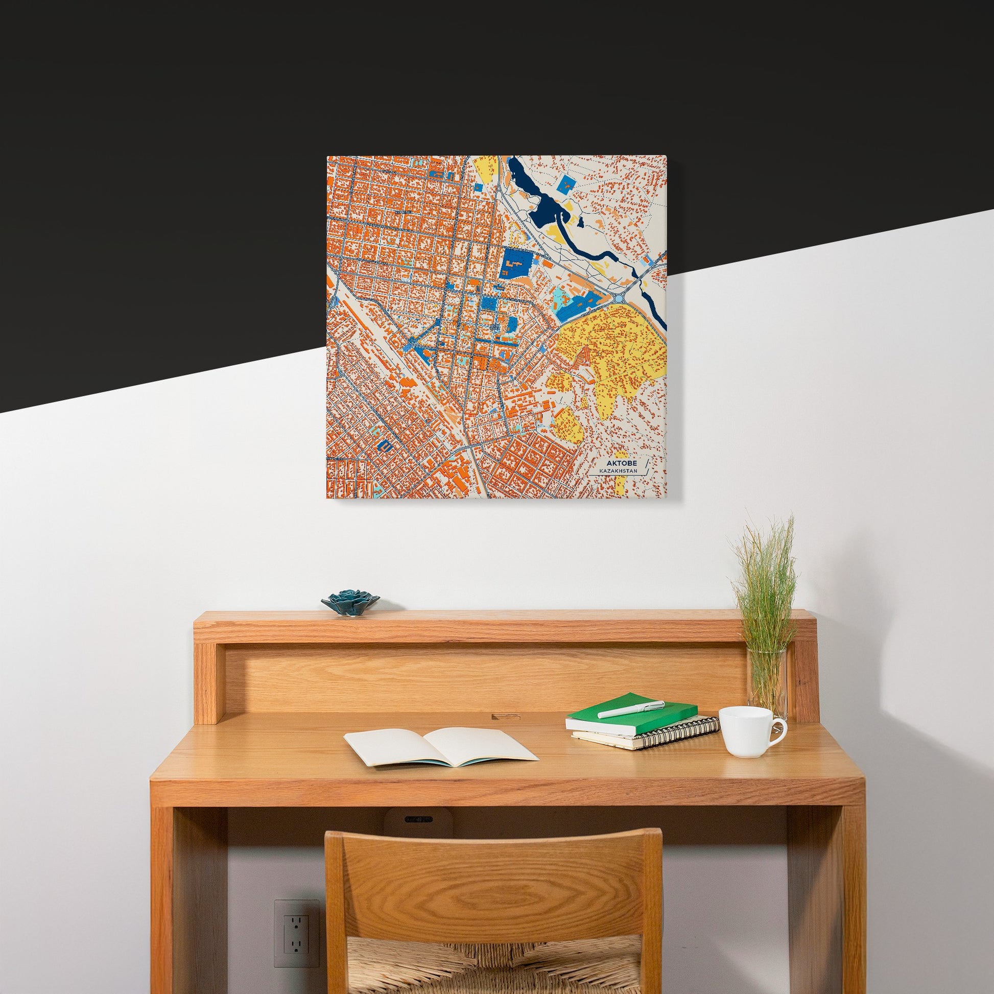 Aktobe Kazakhstan Colorful City Map Canvas Print Scene