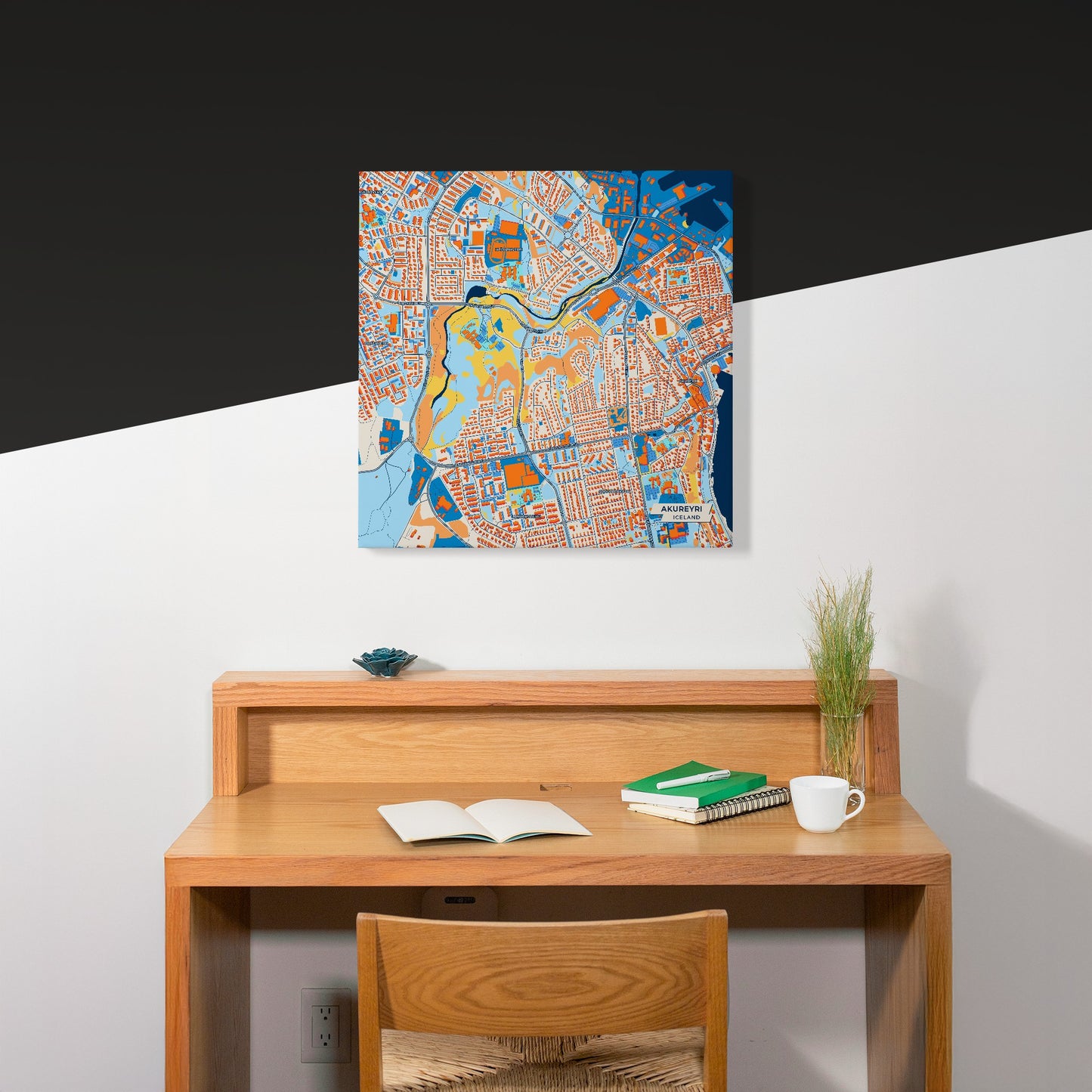 Akureyri Iceland Colorful City Map Canvas Print Scene