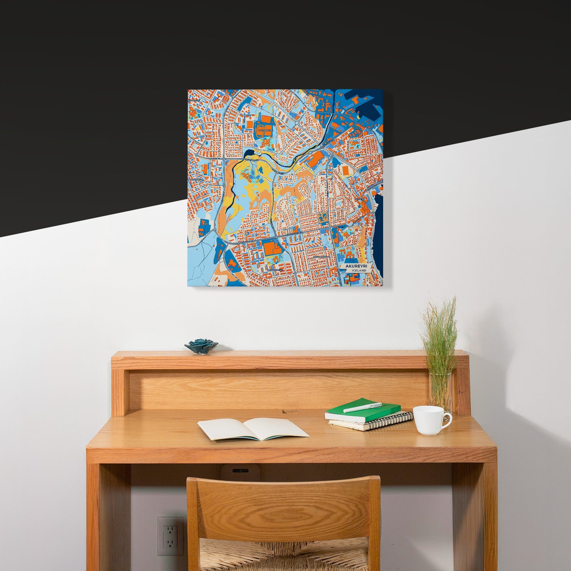 Akureyri Iceland Colorful City Map Canvas Print Scene