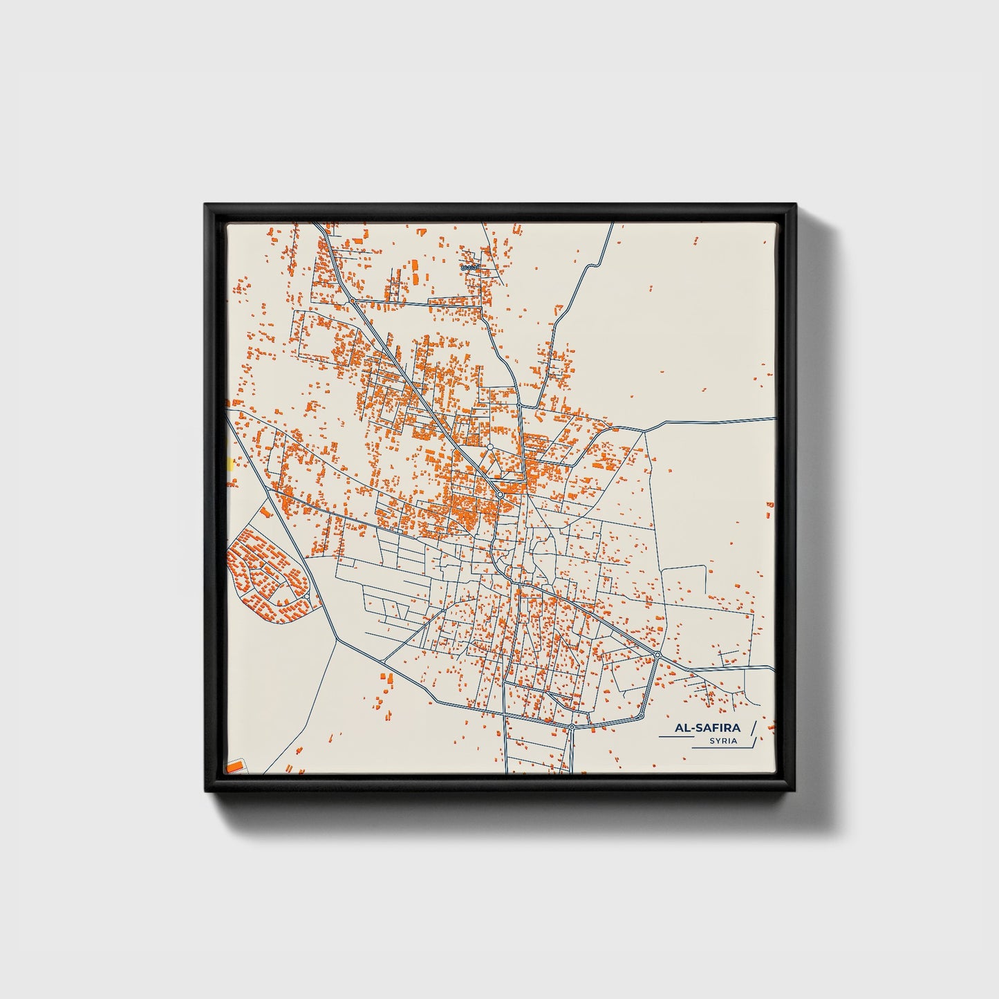 Al-Safira Syria Colorful City Map Canvas Print • Black Framed