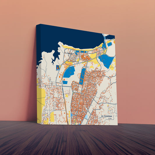 Al-Thawrah Syria Colorful City Map Canvas Print