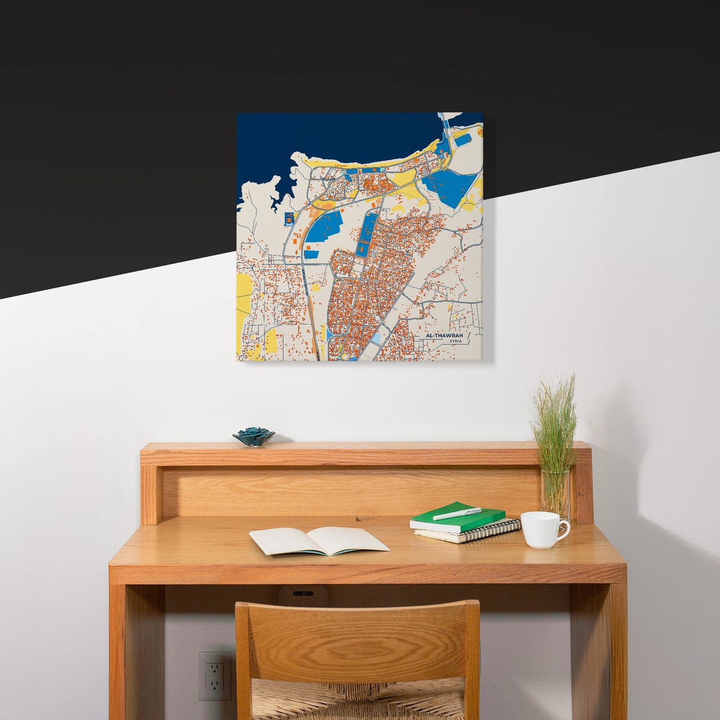 Al-Thawrah Syria Colorful City Map Canvas Print Scene