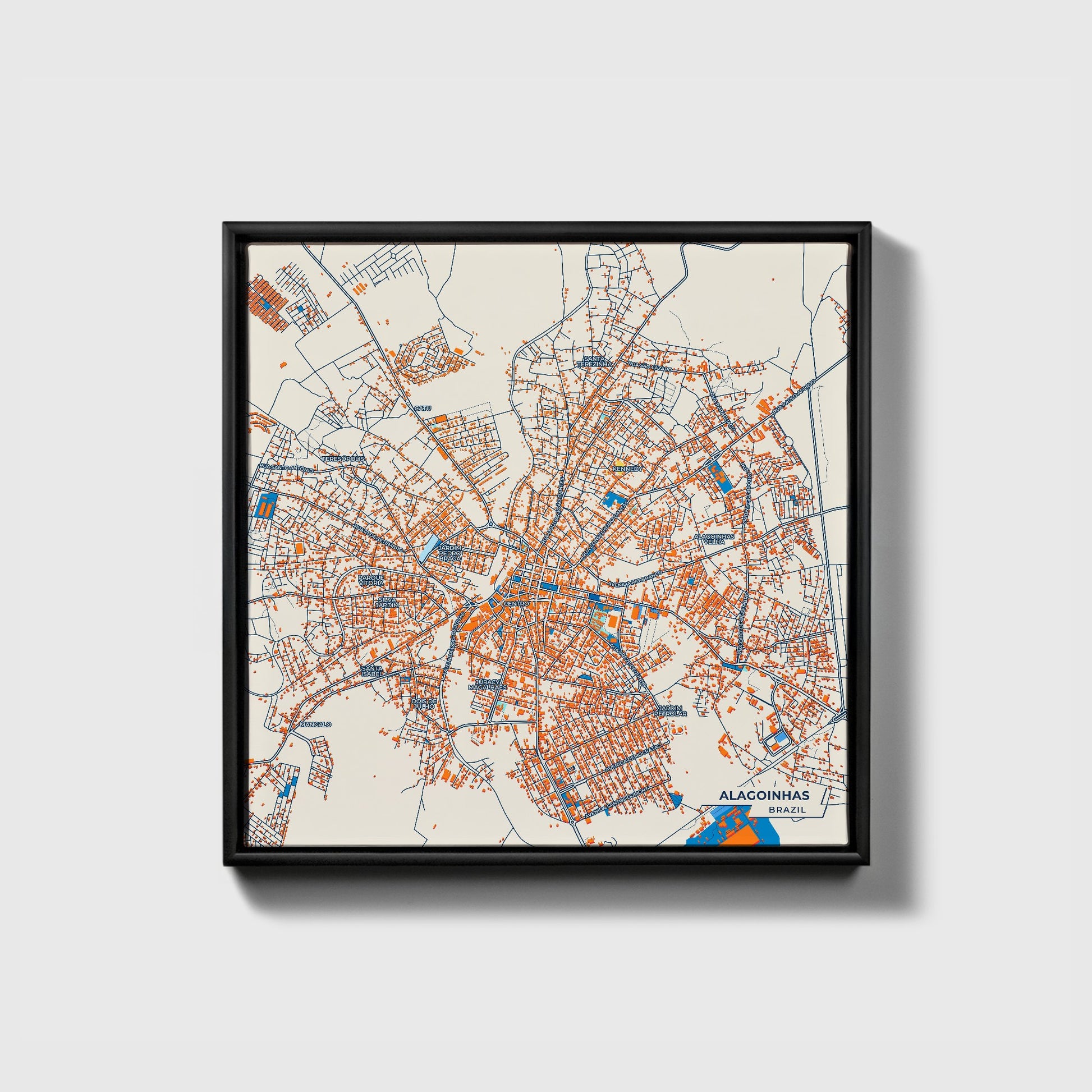 Alagoinhas Brazil Colorful City Map Canvas Print • Black Framed