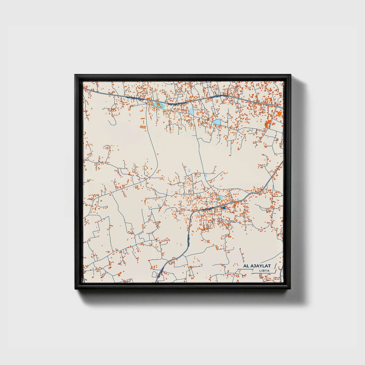 Al Ajaylat Libya Colorful City Map Canvas Print • Black Framed