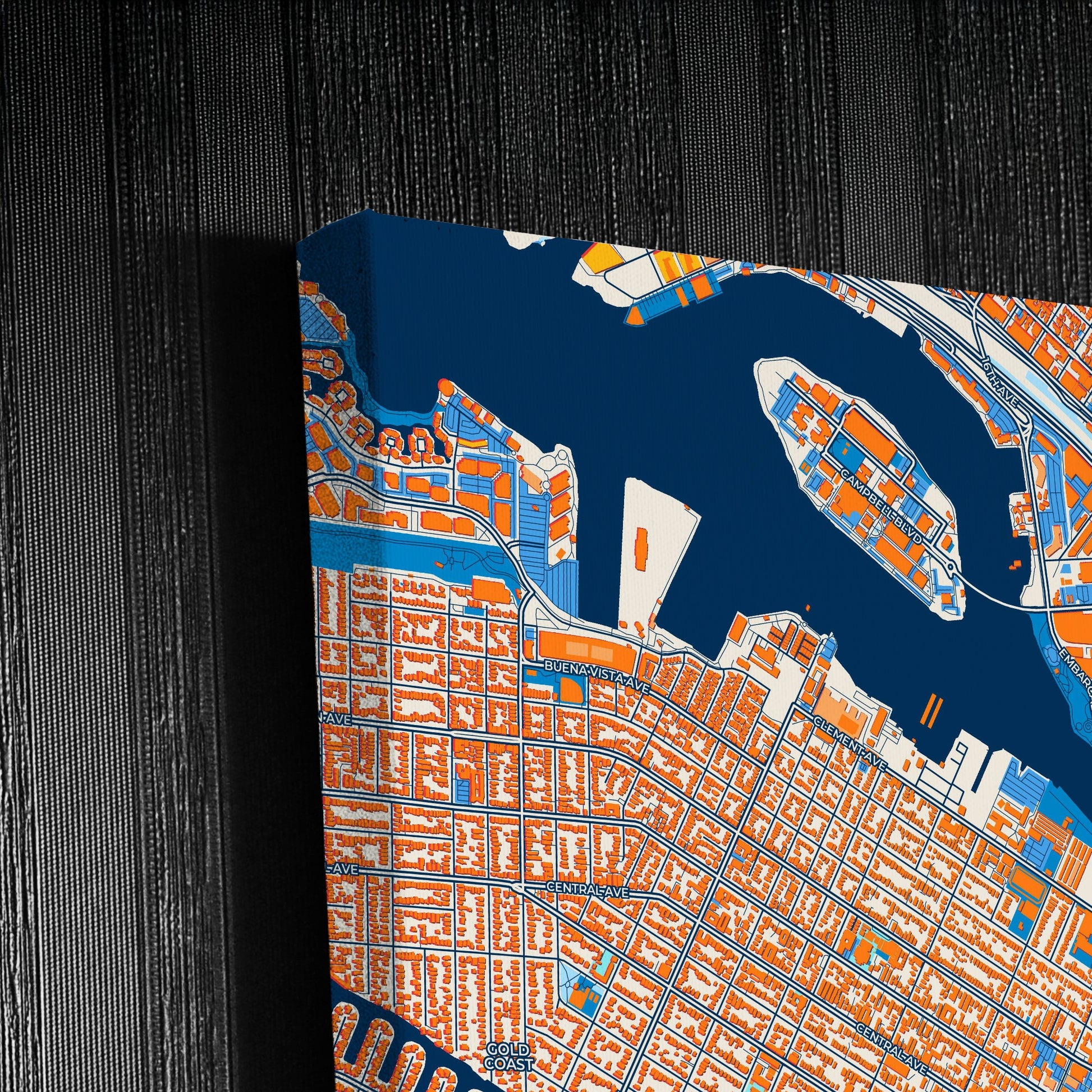 Alameda California Colorful City Map Canvas Print Detail