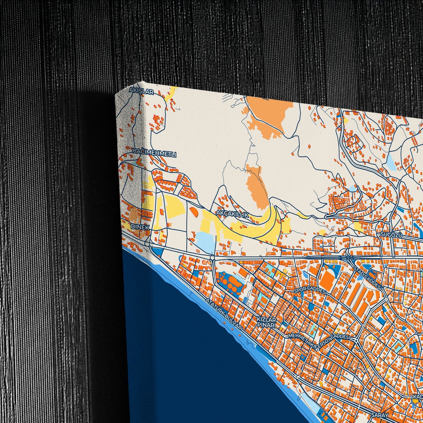 Alanya Turkey Colorful City Map Canvas Print Detail