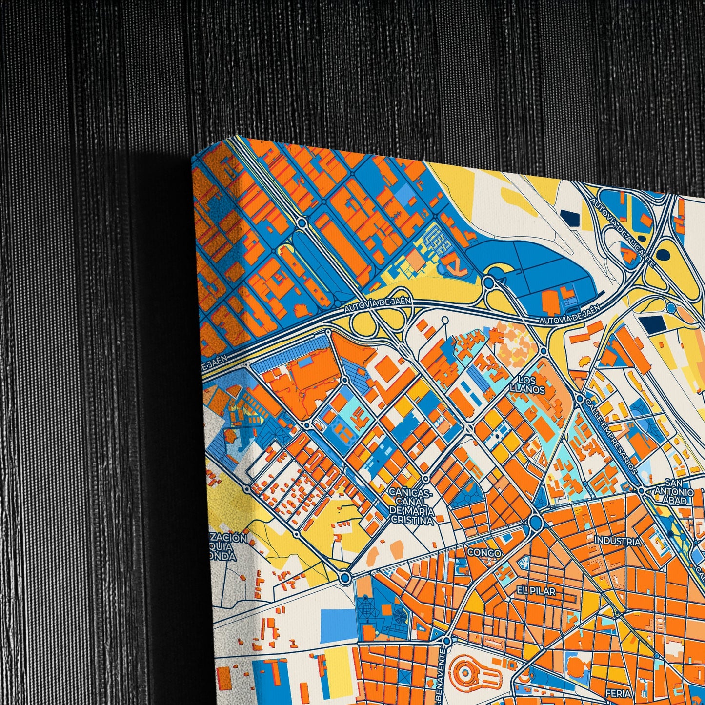 Albacete Spain Colorful City Map Canvas Print Detail