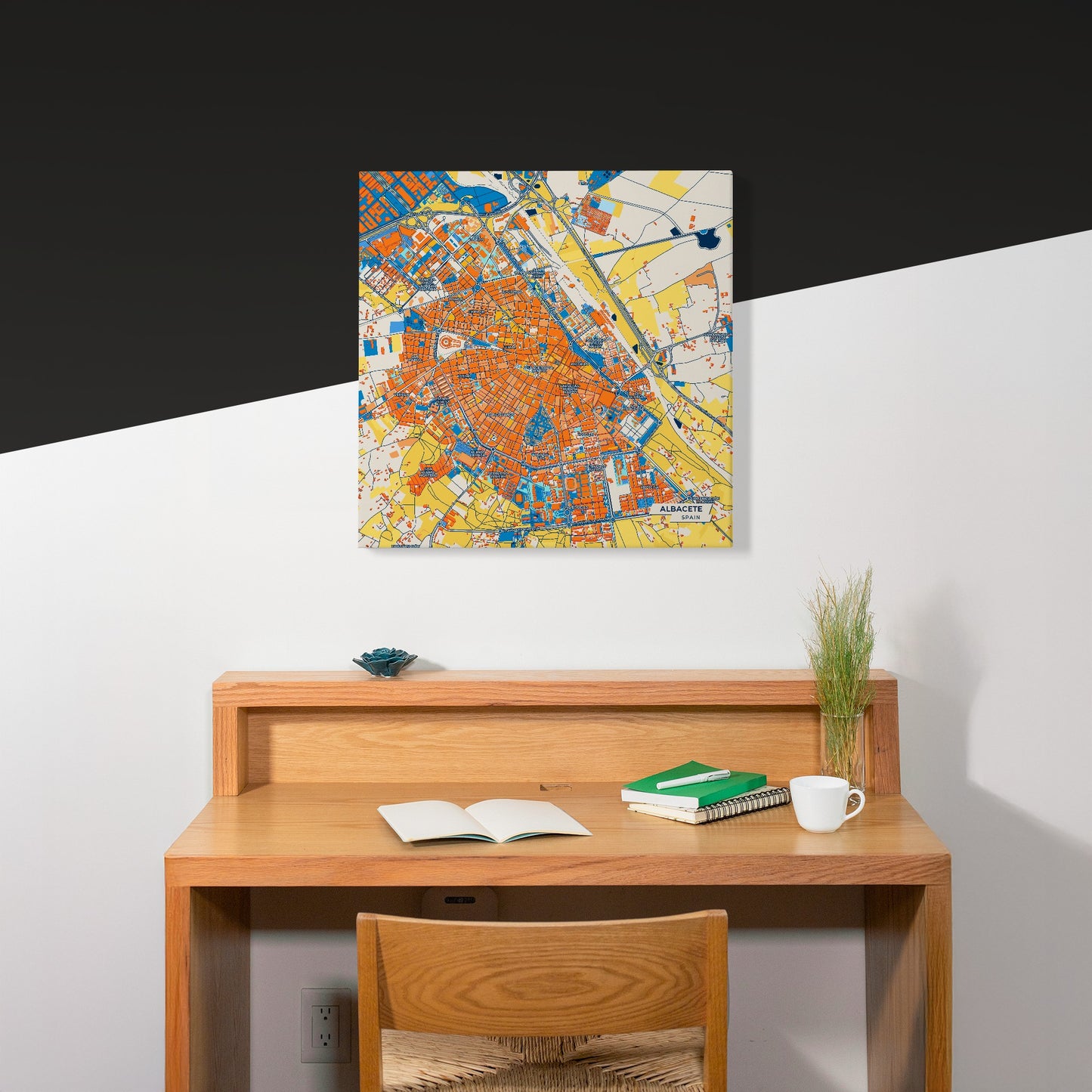 Albacete Spain Colorful City Map Canvas Print Scene