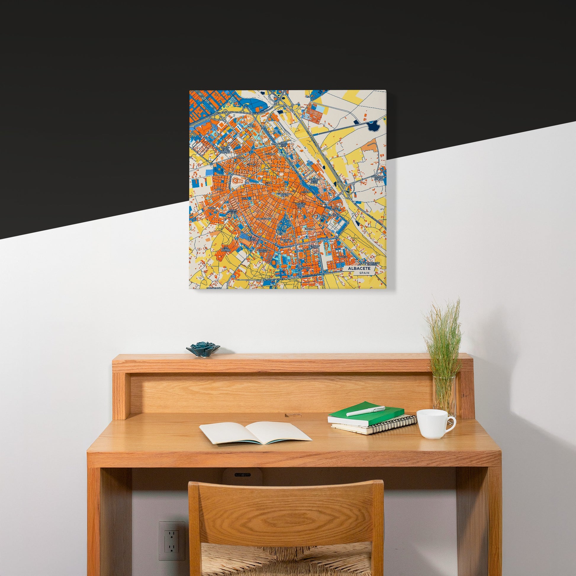 Albacete Spain Colorful City Map Canvas Print Scene