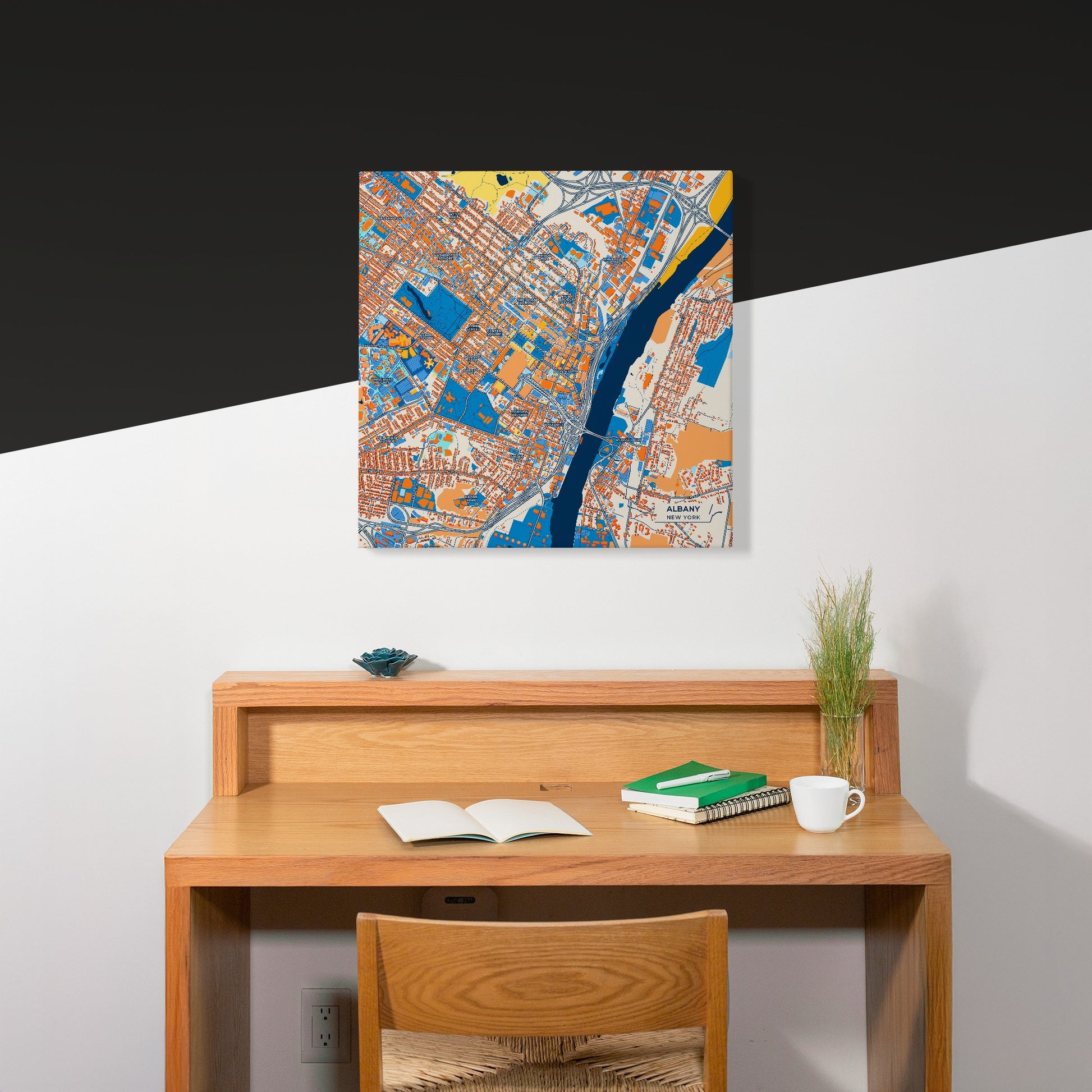 Albany New York Colorful City Map Canvas Print Scene