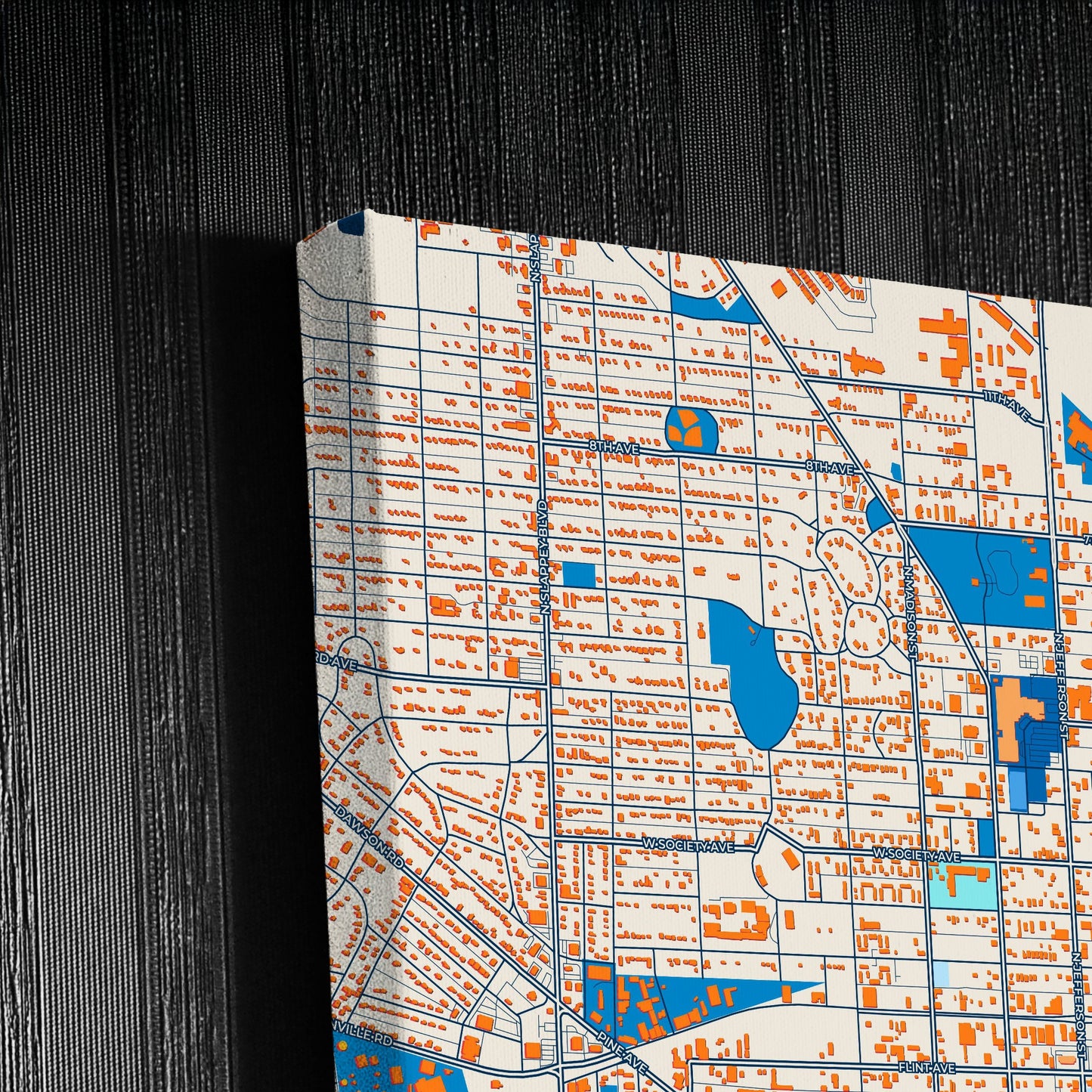 Albany Georgia Colorful City Map Canvas Print Detail