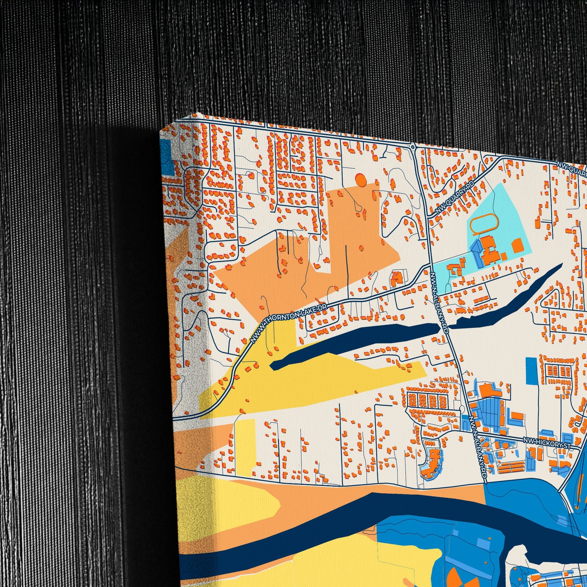 Albany Oregon Colorful City Map Canvas Print Detail