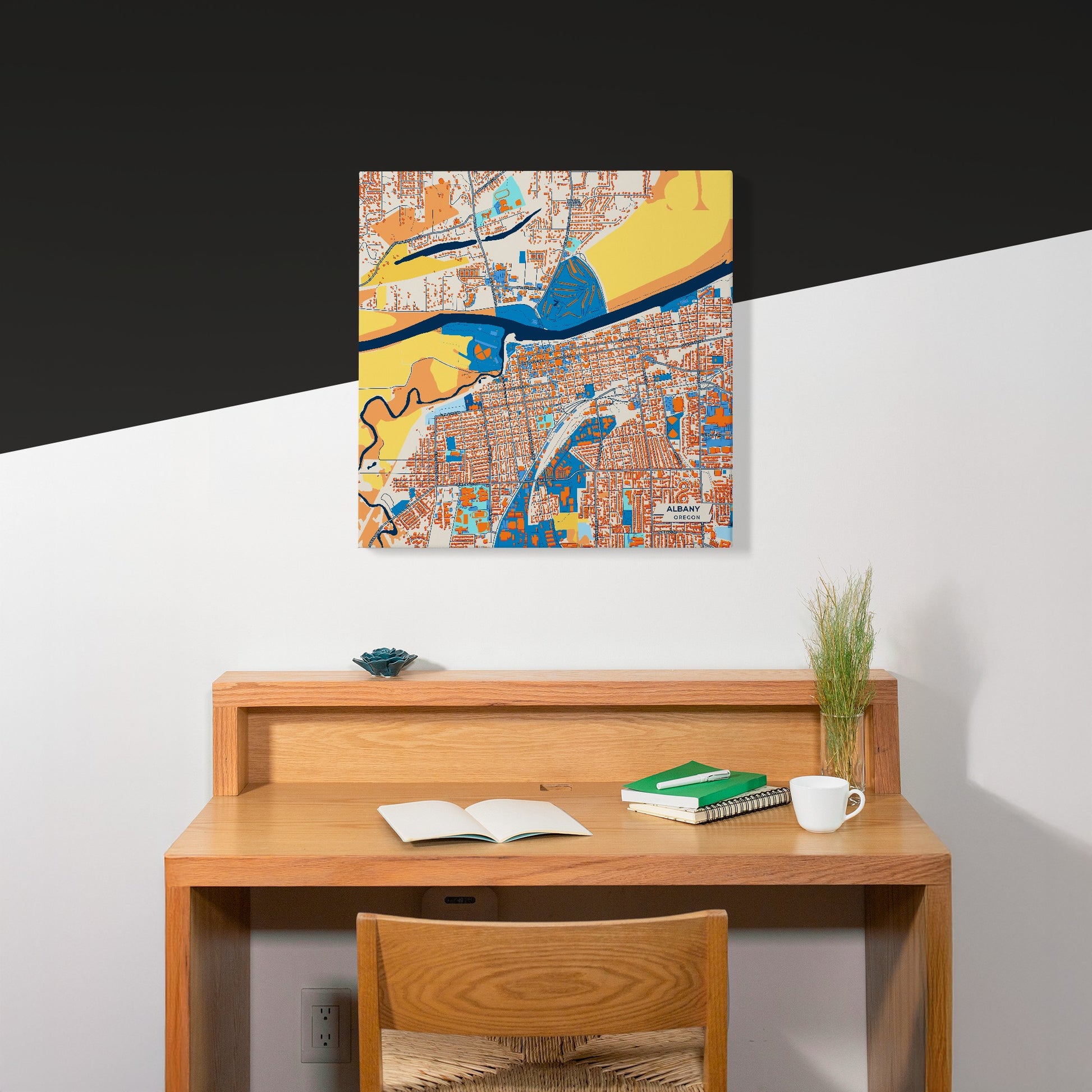 Albany Oregon Colorful City Map Canvas Print Scene