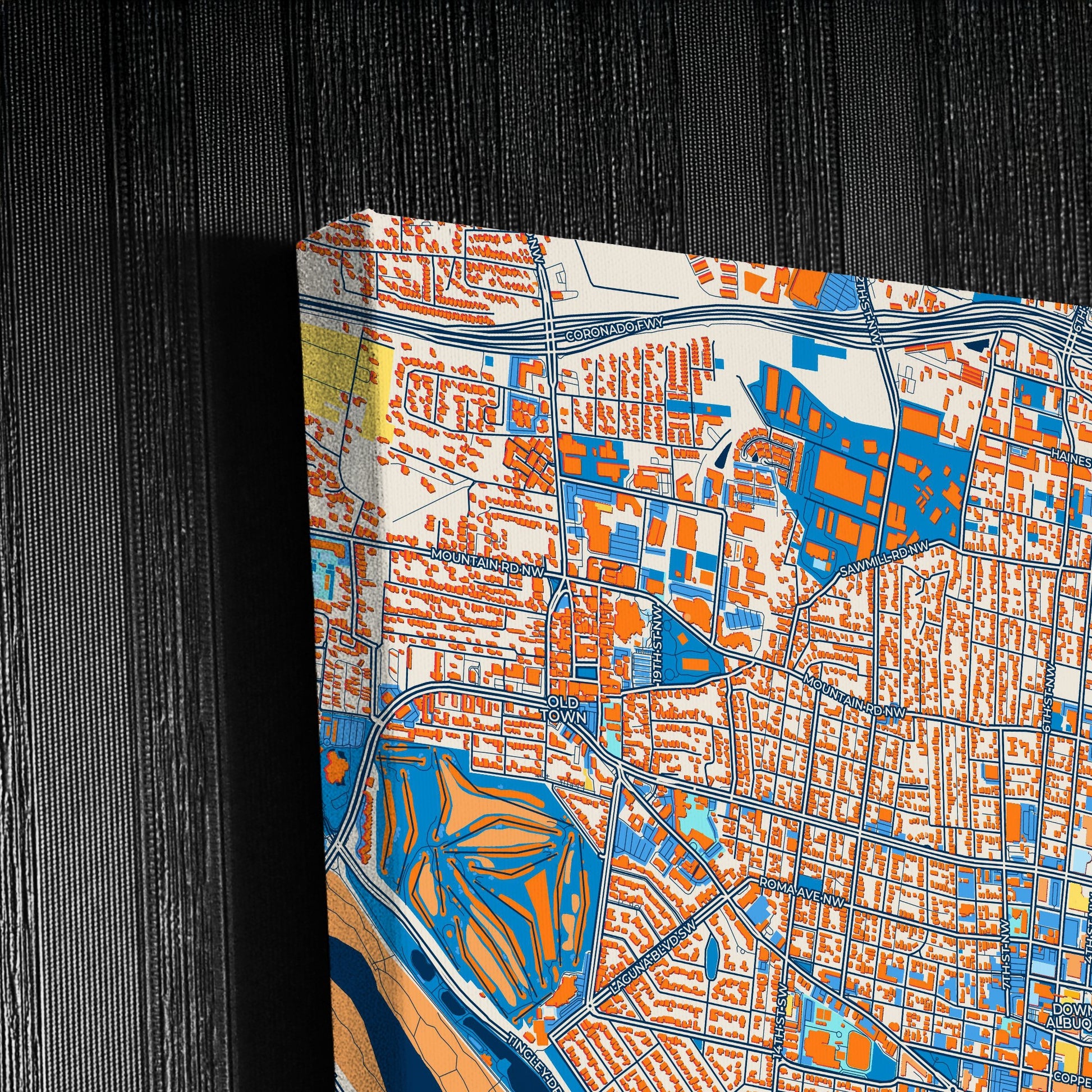 Albuquerque New Mexico Colorful City Map Canvas Print Detail
