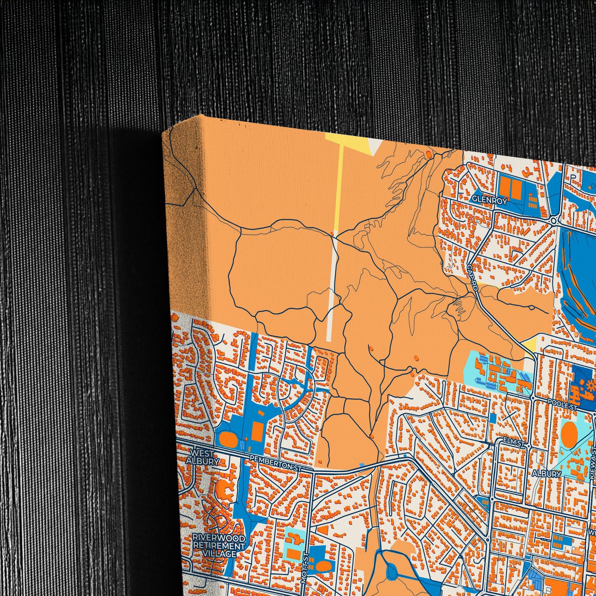 Albury–Wodonga Australia Colorful City Map Canvas Print Detail