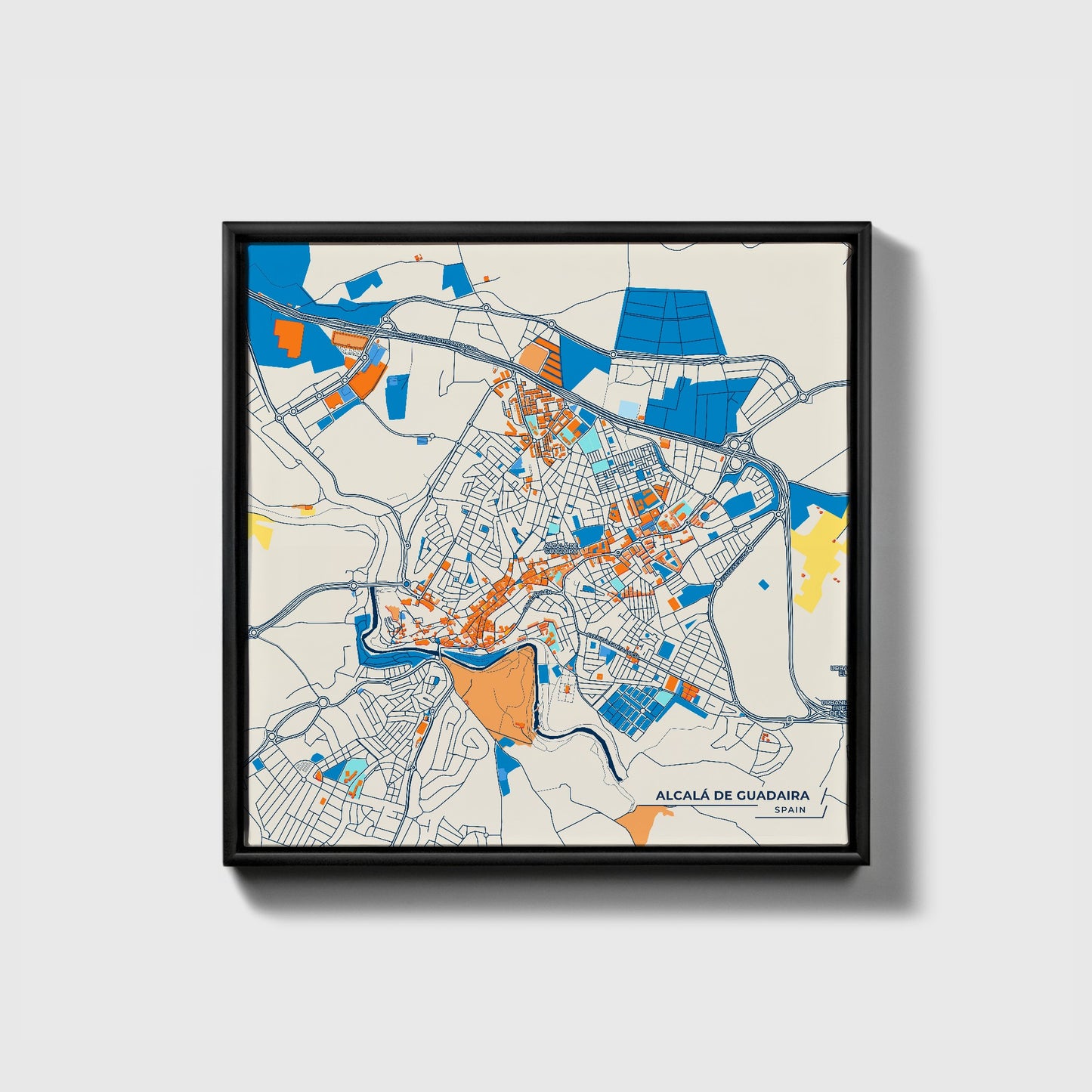 Alcalá De Guadaira Spain Colorful City Map Canvas Print • Black Framed