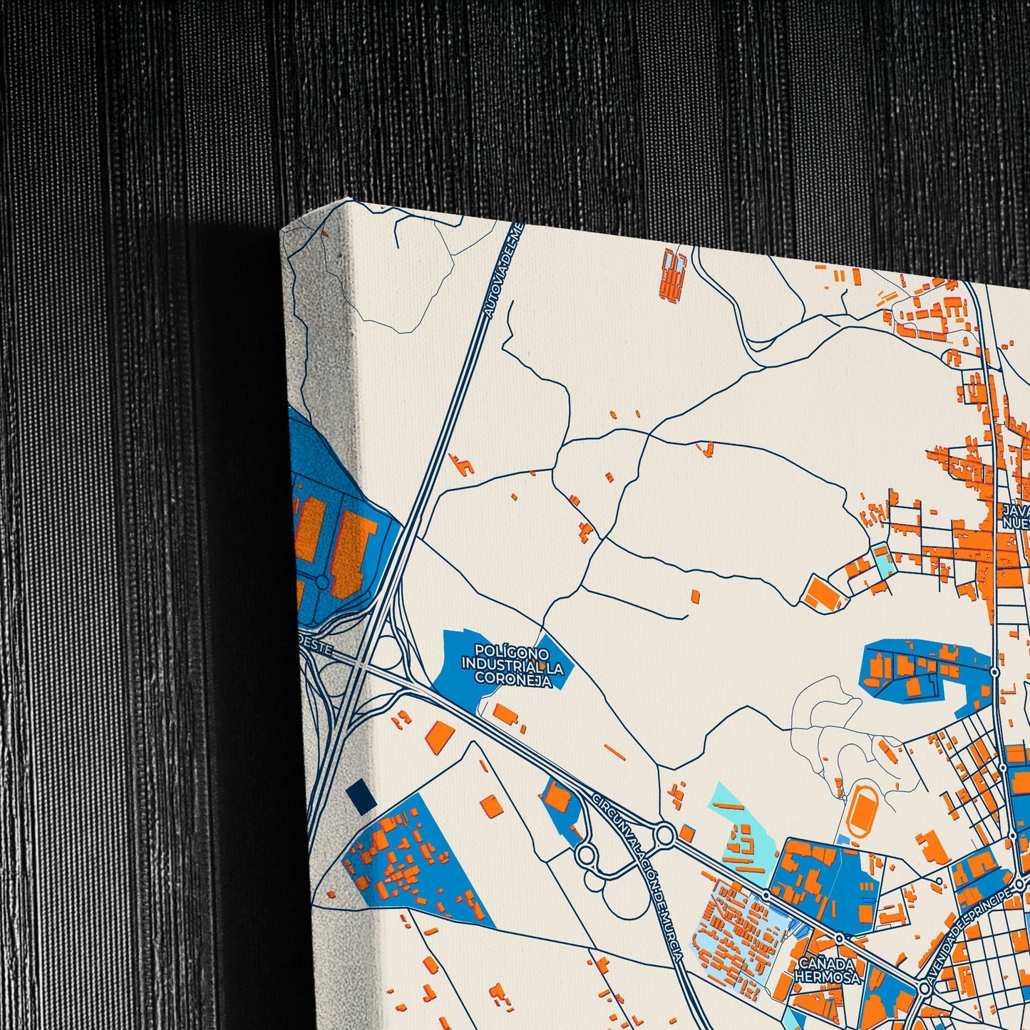 Alcantarilla Spain Colorful City Map Canvas Print Detail