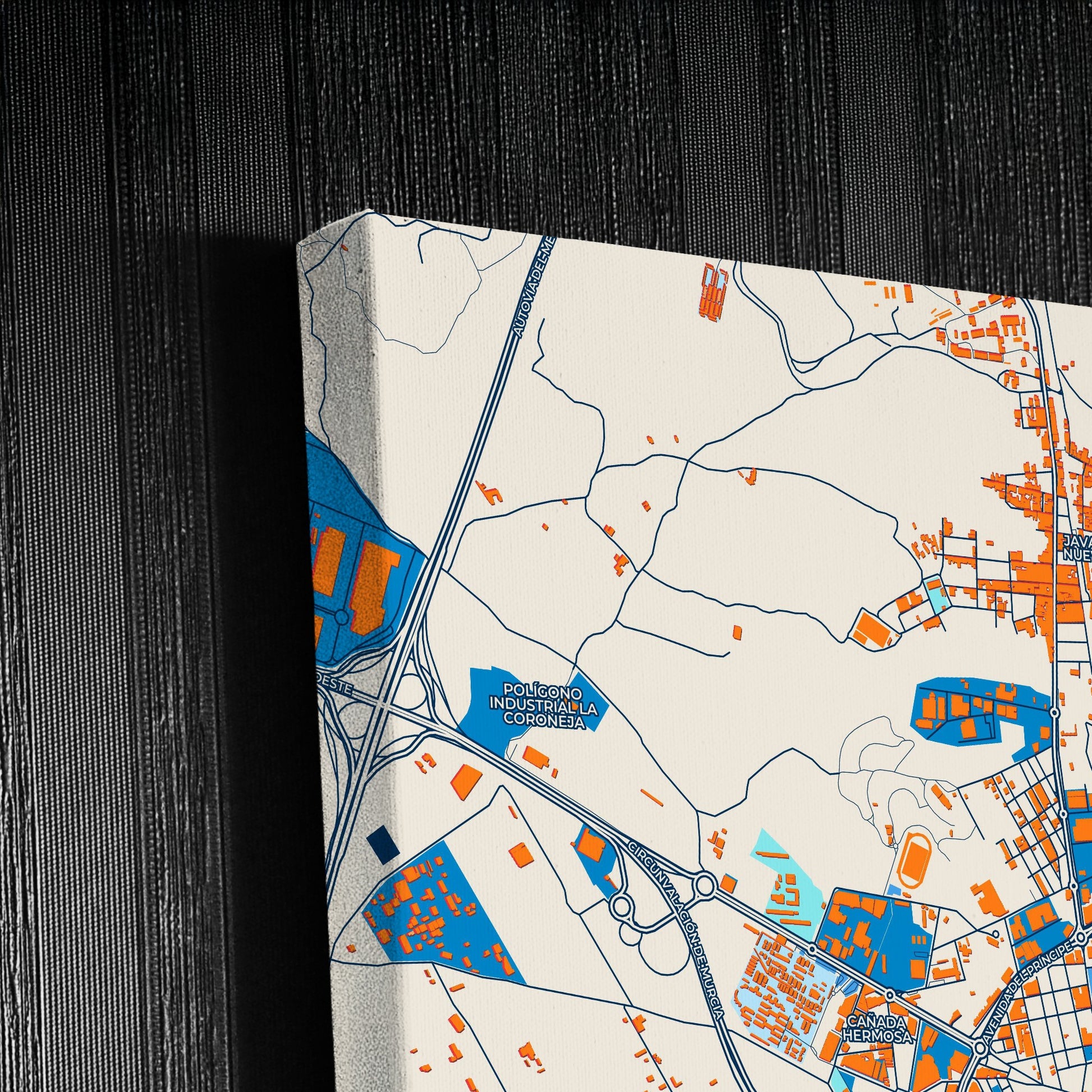 Alcantarilla Spain Colorful City Map Canvas Print Detail