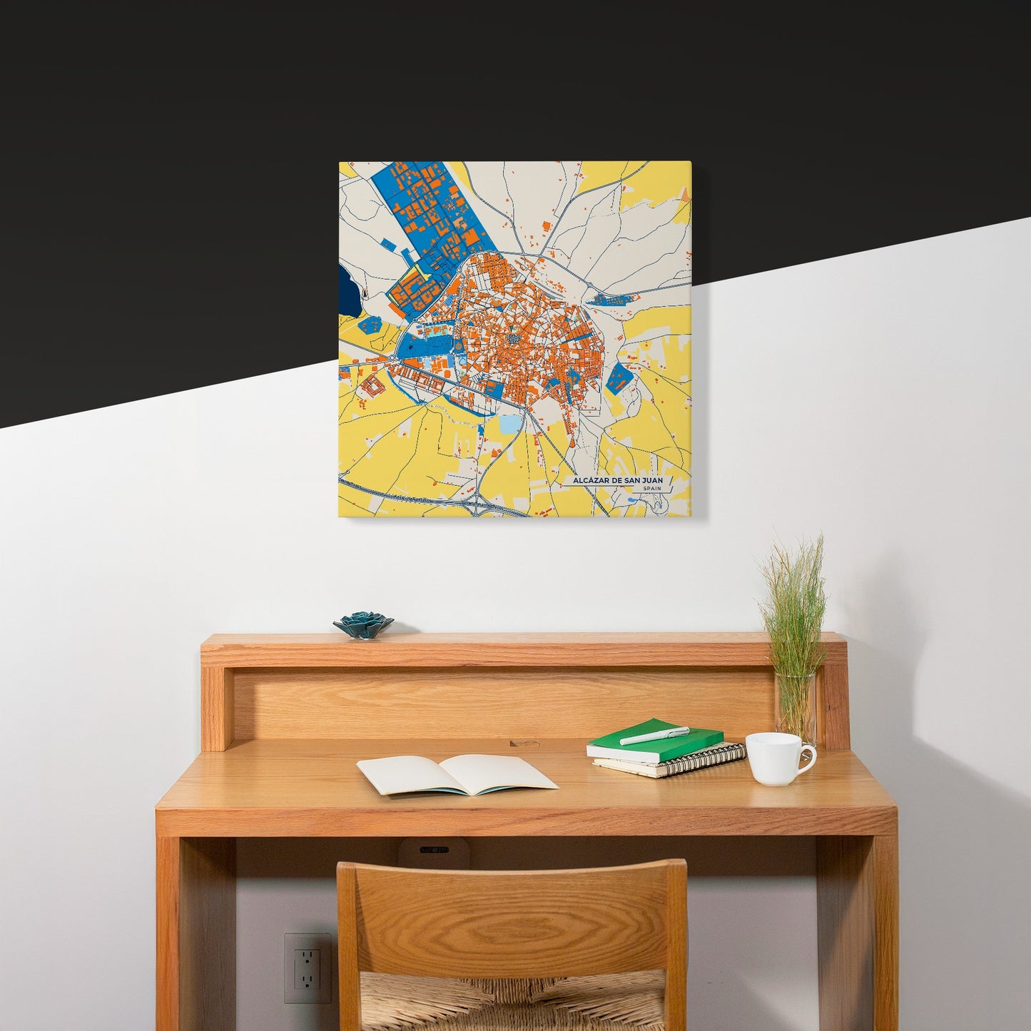 Alcázar De San Juan Spain Colorful City Map Canvas Print Scene