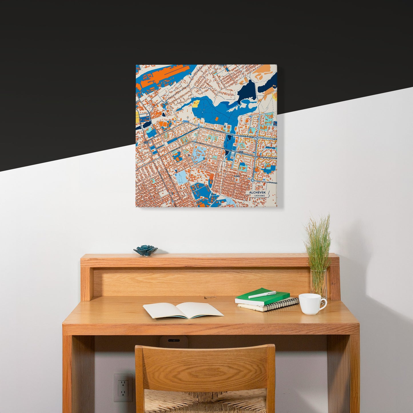 Алчевськ Ukraine Colorful City Map Canvas Print Scene