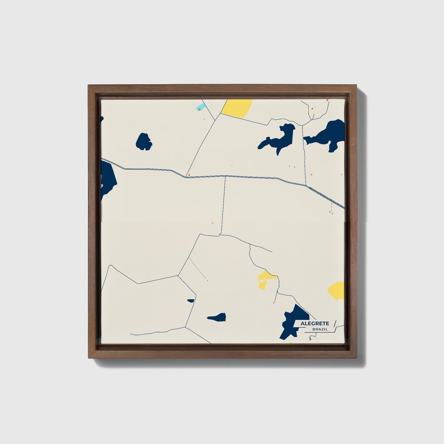 Alegrete Brazil Colorful City Map Canvas Print • Dark Wooden Framed
