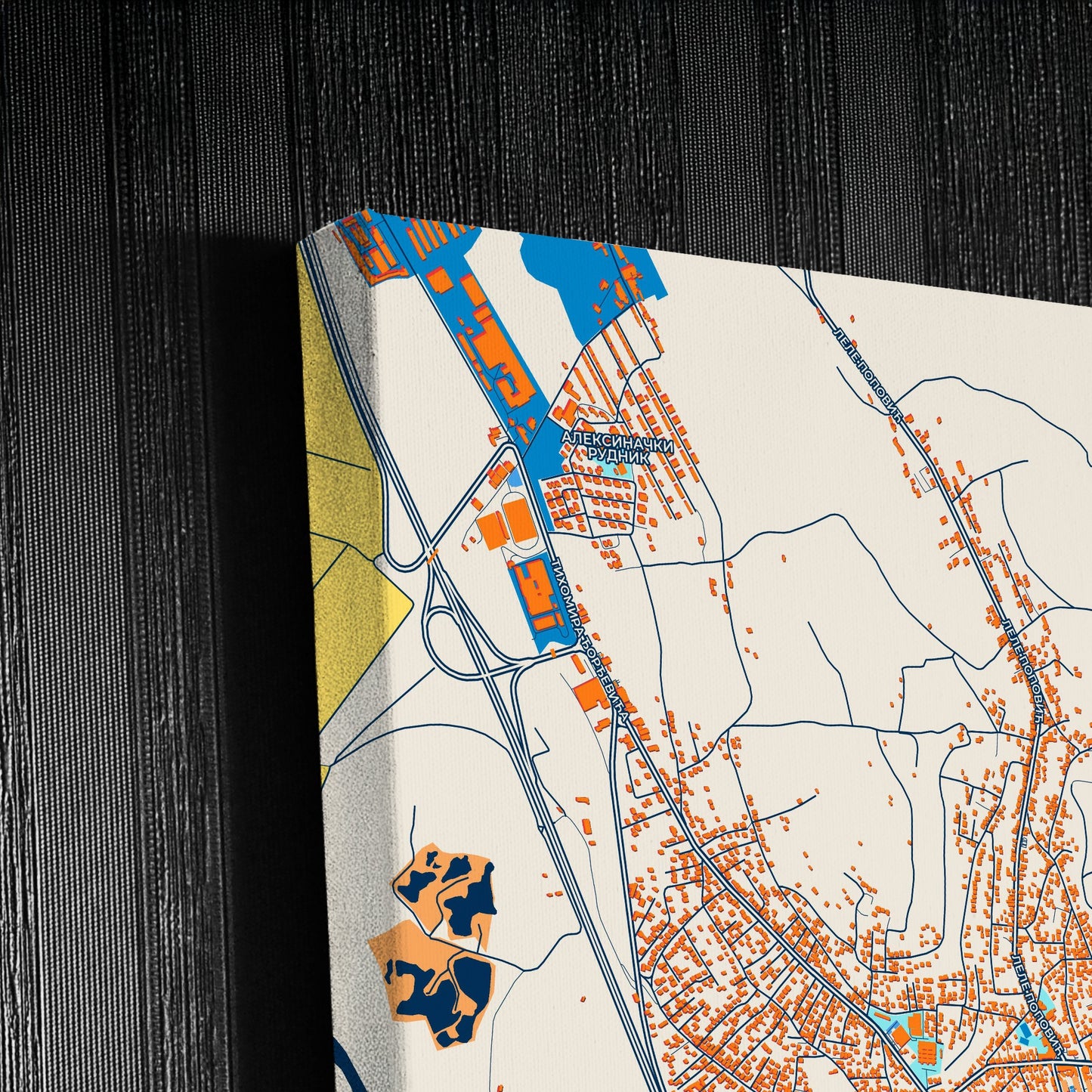 Алексинац Serbia Colorful City Map Canvas Print Detail