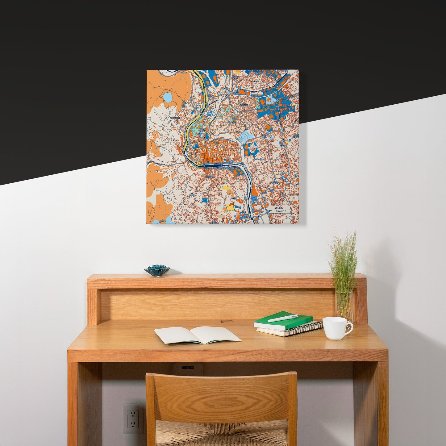 Alès France Colorful City Map Canvas Print Scene