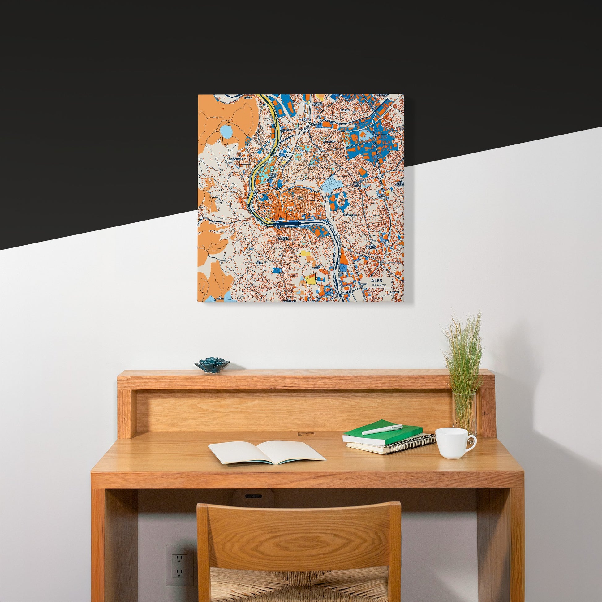 Alès France Colorful City Map Canvas Print Scene
