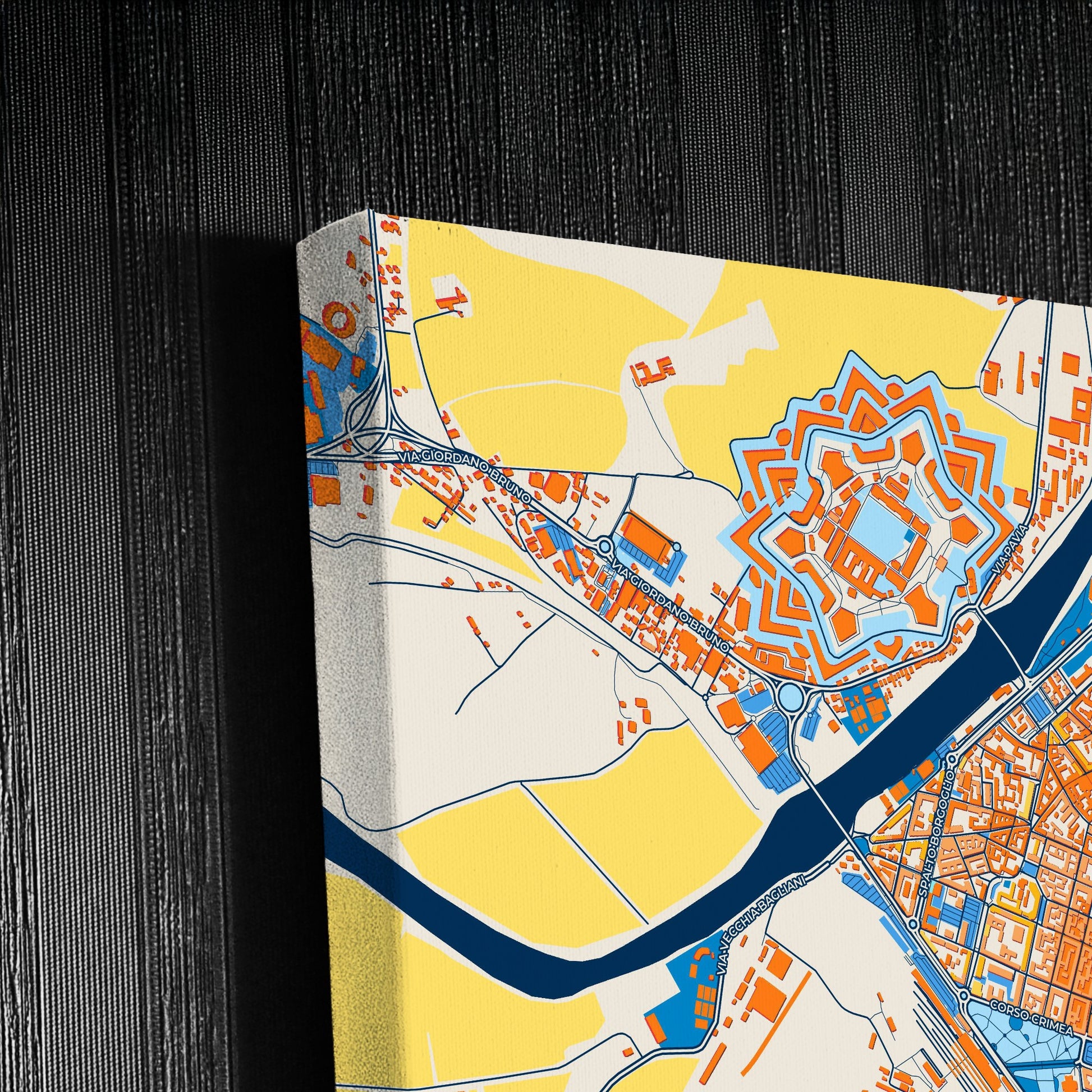 Alessandria Italy Colorful City Map Canvas Print Detail