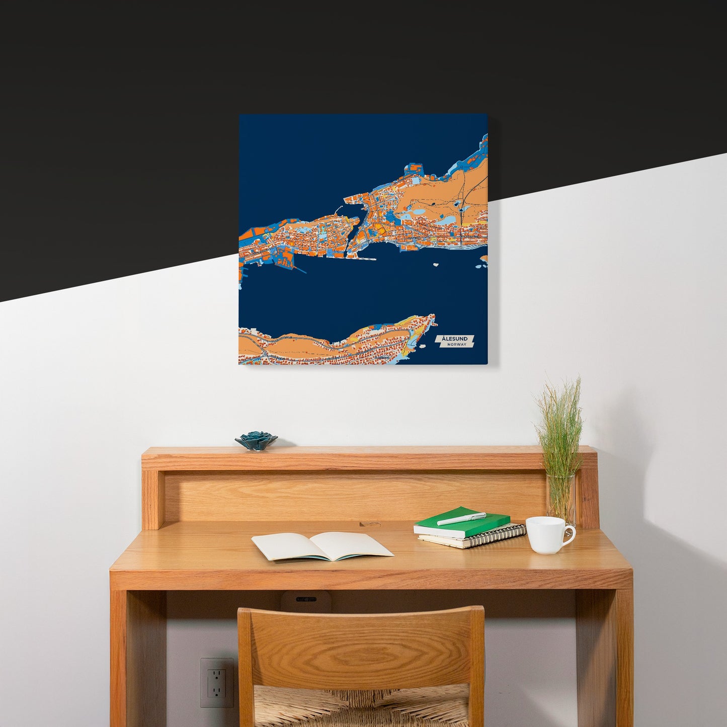 Ålesund Norway Colorful City Map Canvas Print Scene