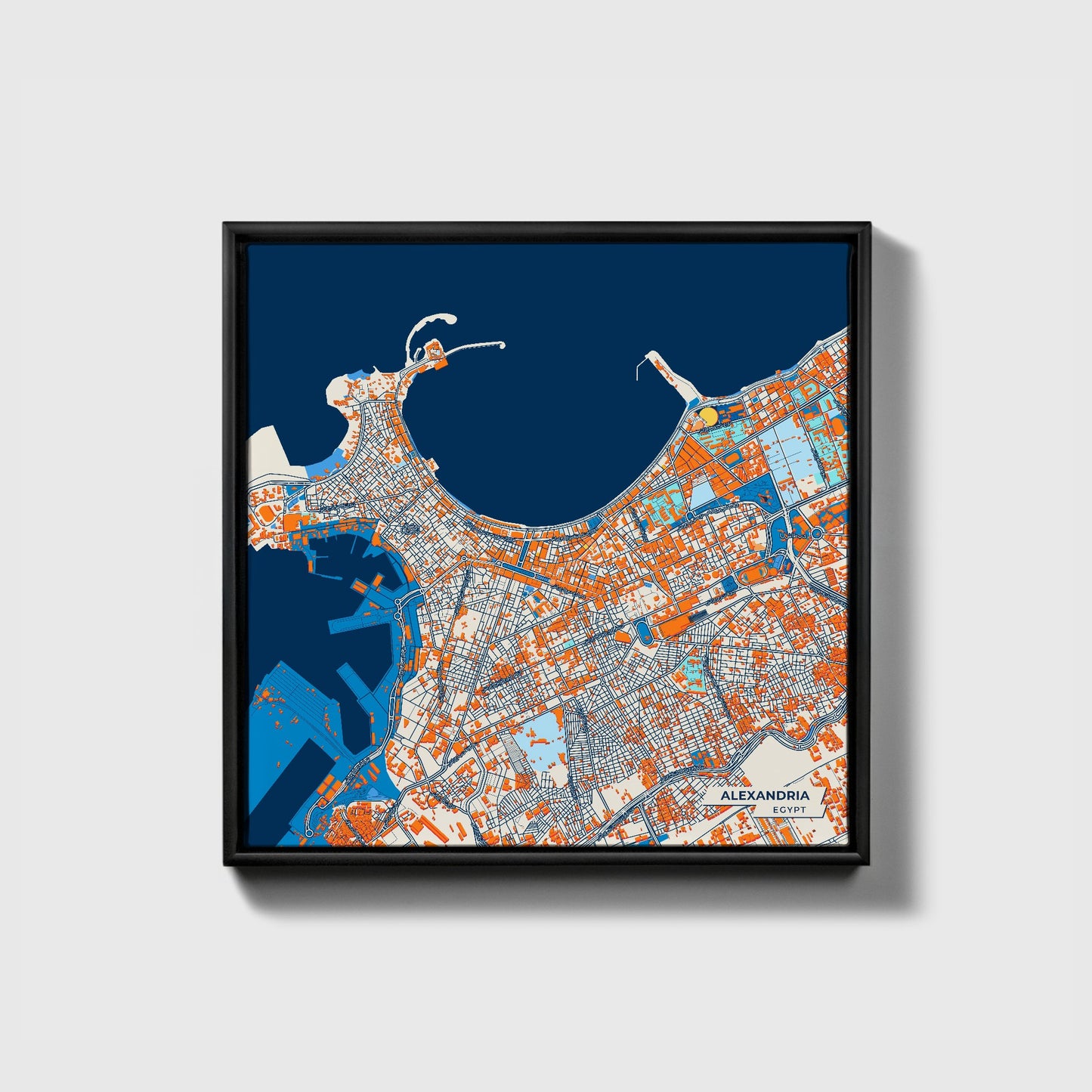 Alexandria Egypt Colorful City Map Canvas Print • Black Framed