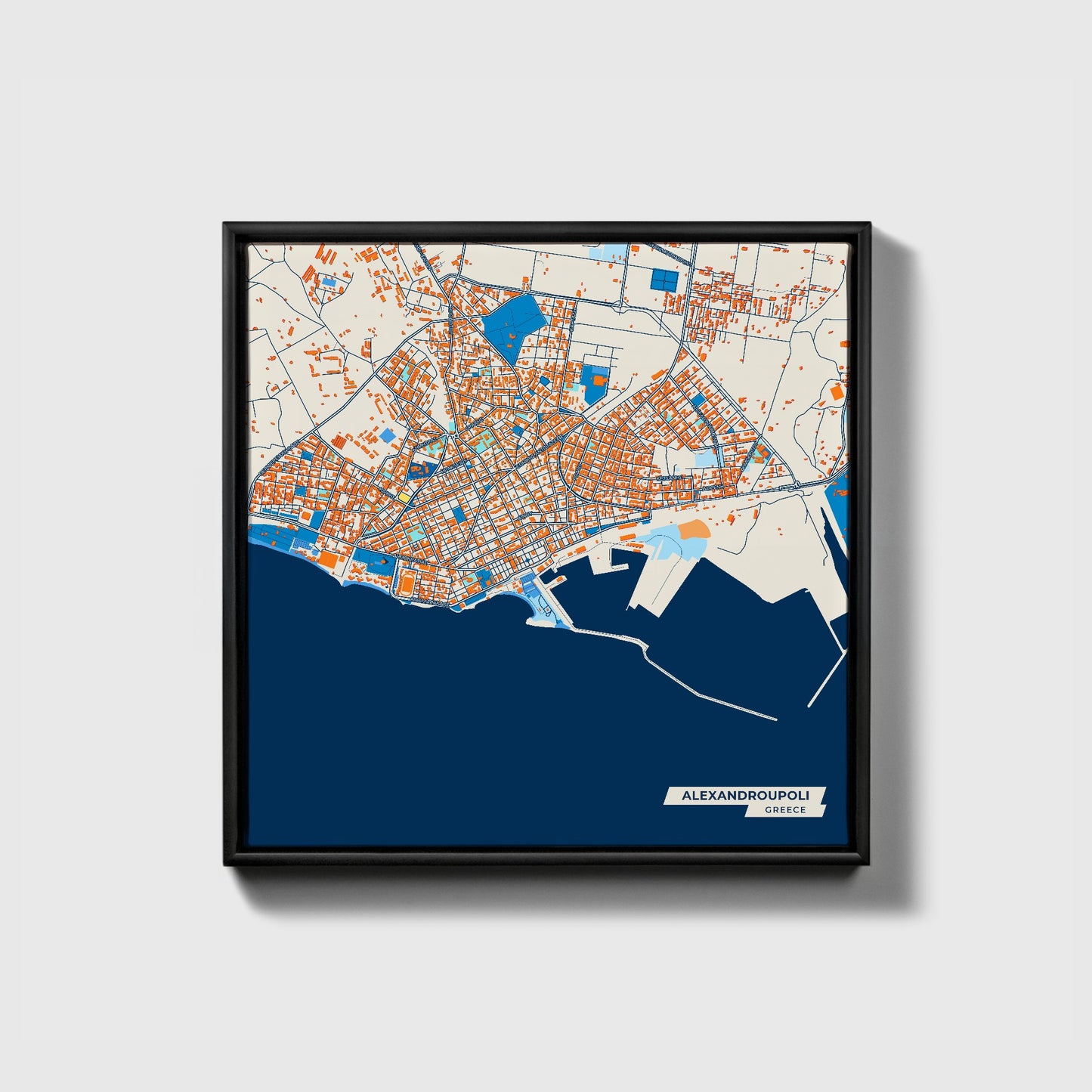 Αλεξανδρουπολη Greece Colorful City Map Canvas Print • Black Framed
