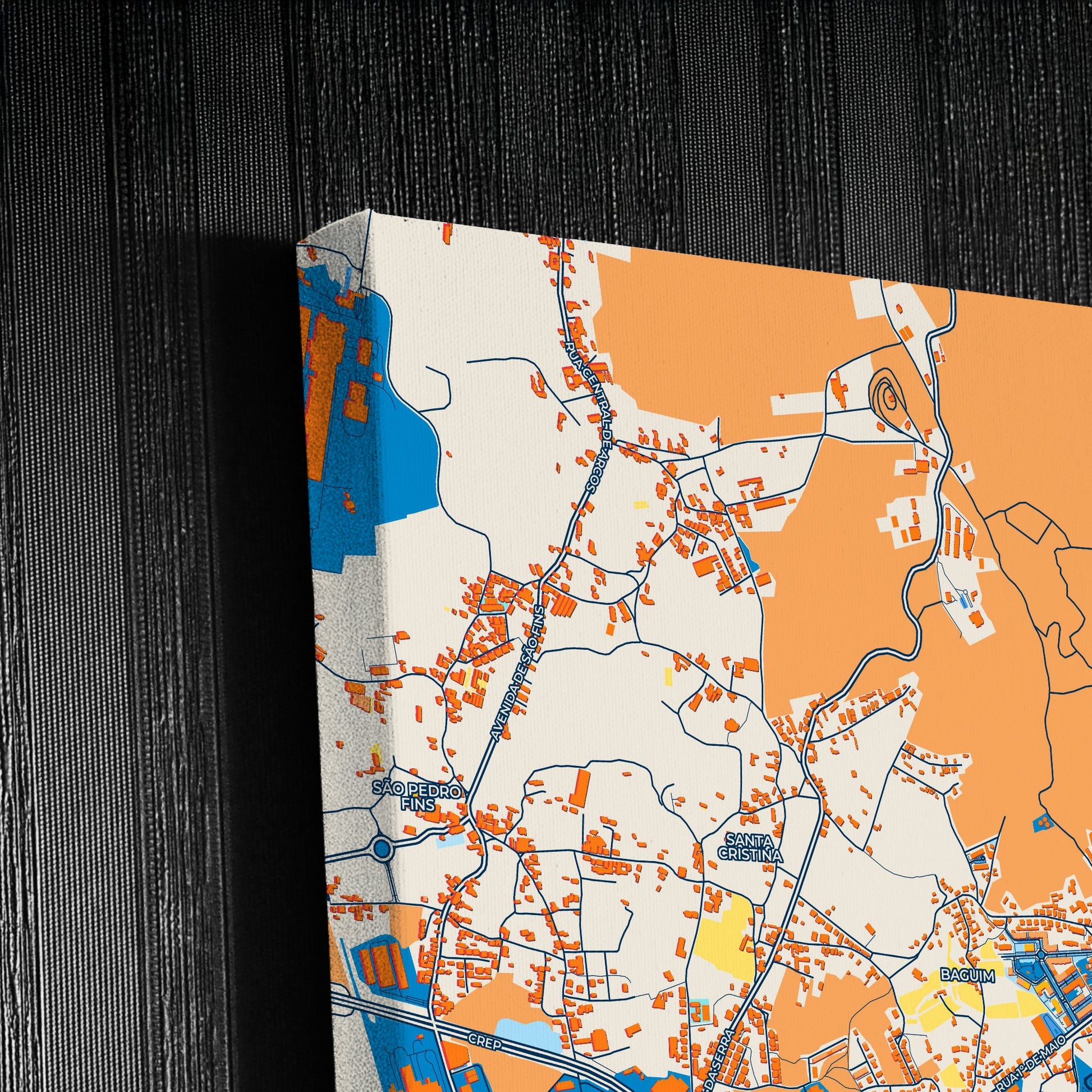 Alfena Portugal Colorful City Map Canvas Print Detail