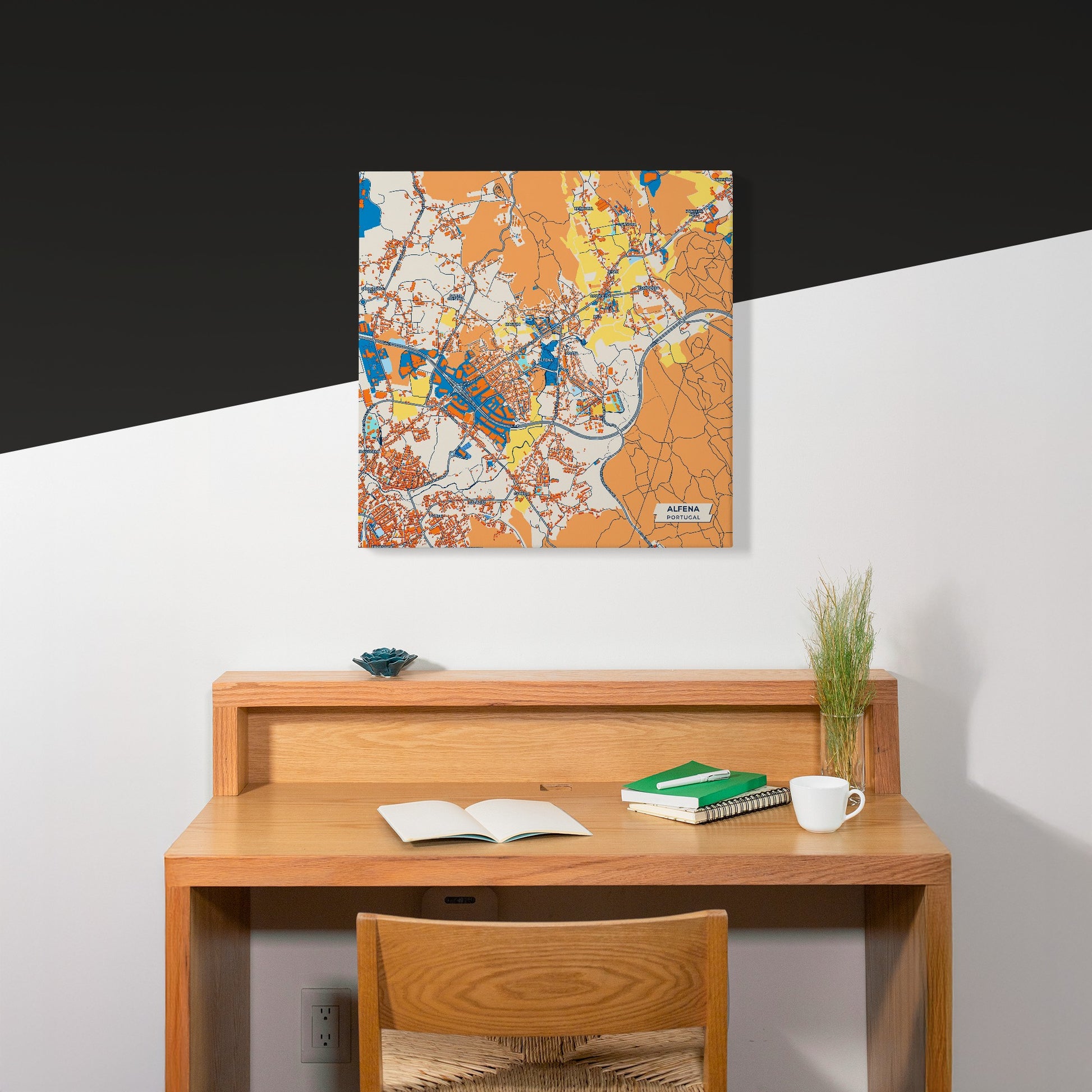 Alfena Portugal Colorful City Map Canvas Print Scene
