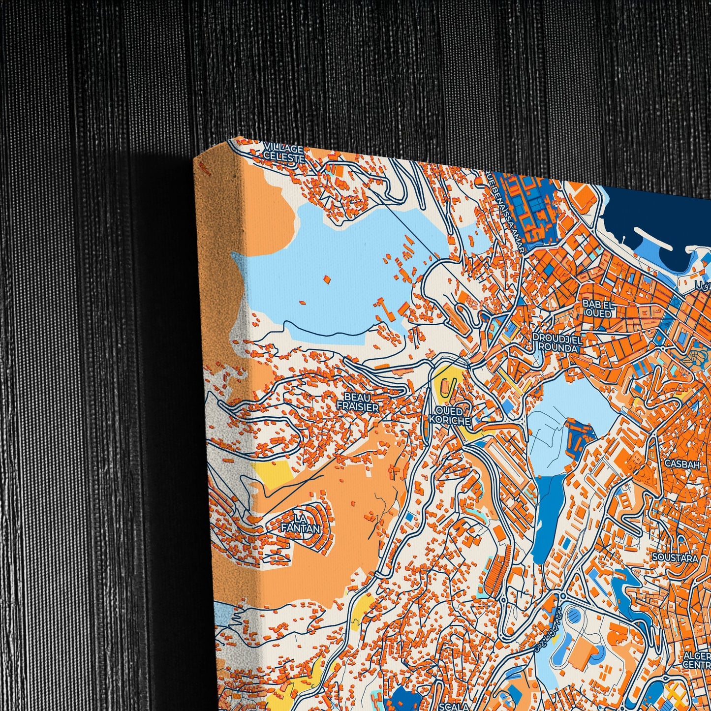 Algiers Algeria Colorful City Map Canvas Print Detail