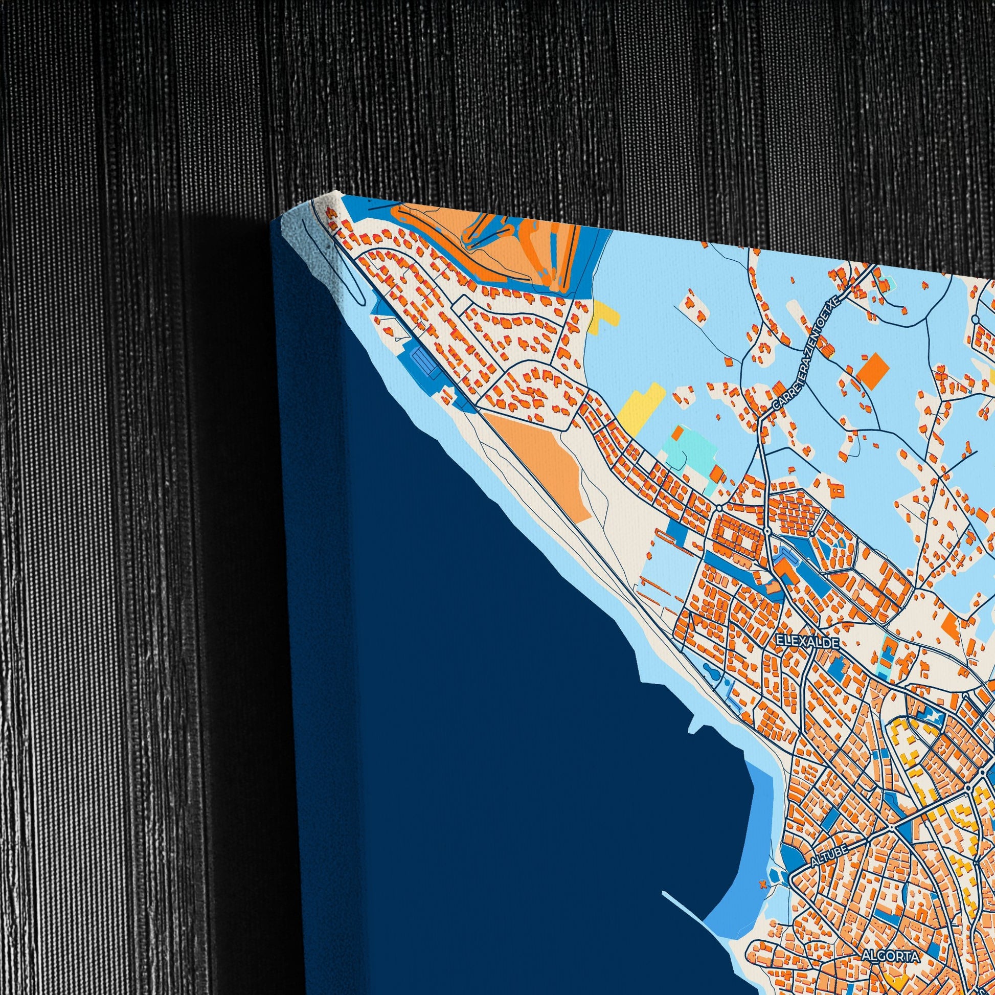 Algorta Spain Colorful City Map Canvas Print Detail