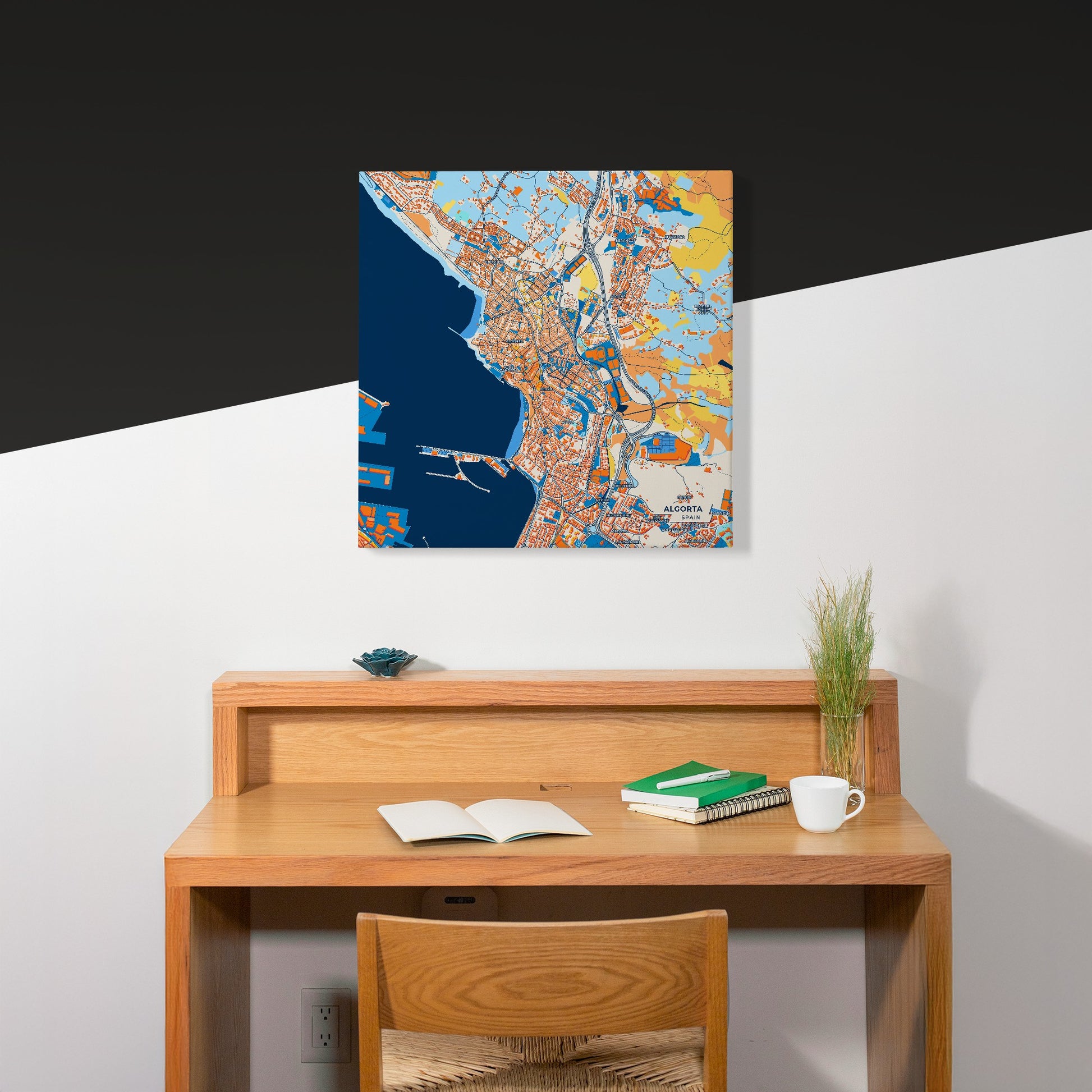 Algorta Spain Colorful City Map Canvas Print Scene