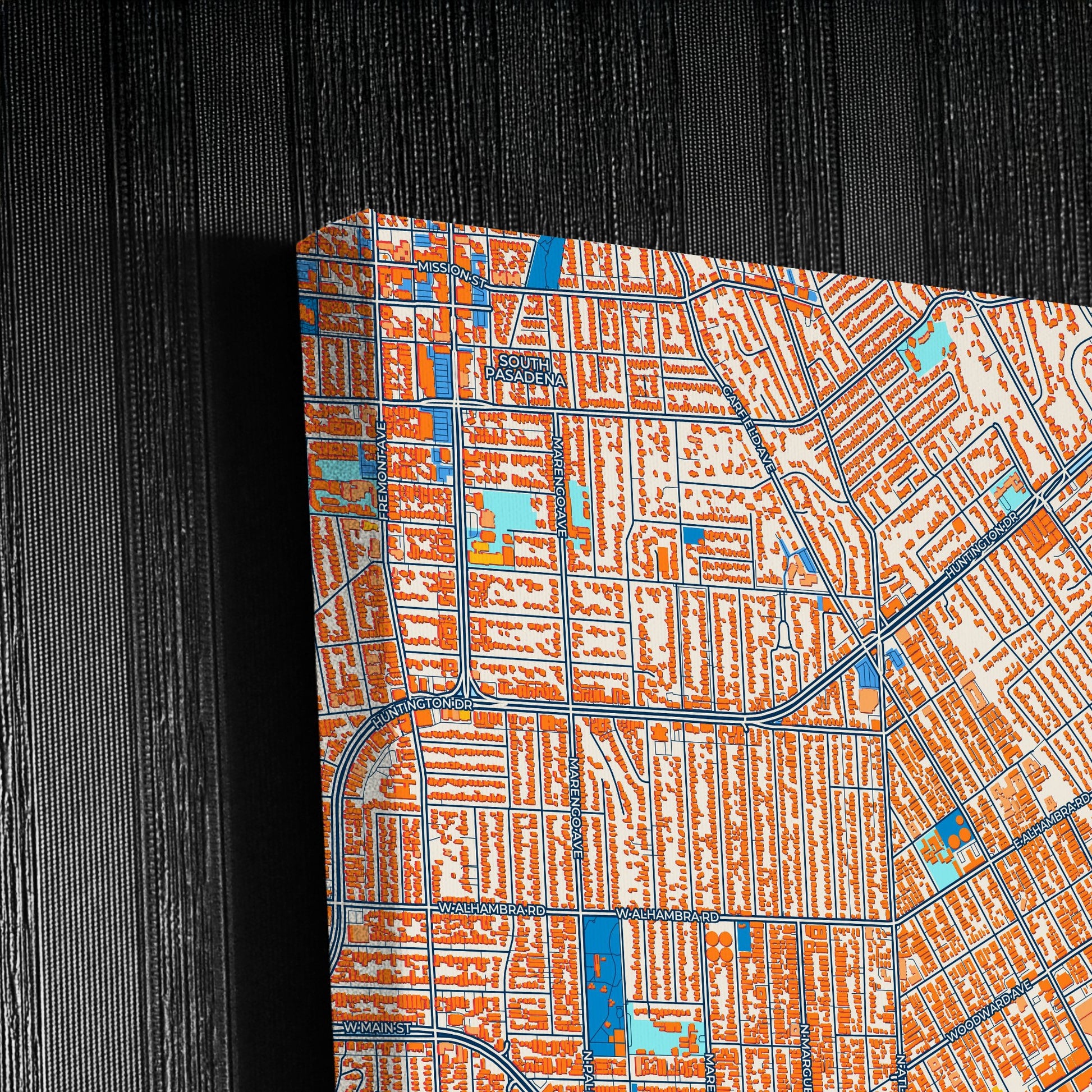 Alhambra California Colorful City Map Canvas Print Detail