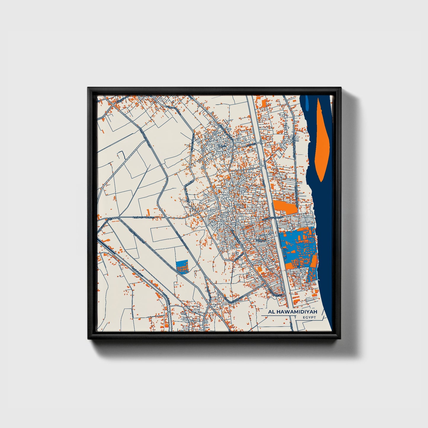Al Hawamidiyah Egypt Colorful City Map Canvas Print • Black Framed